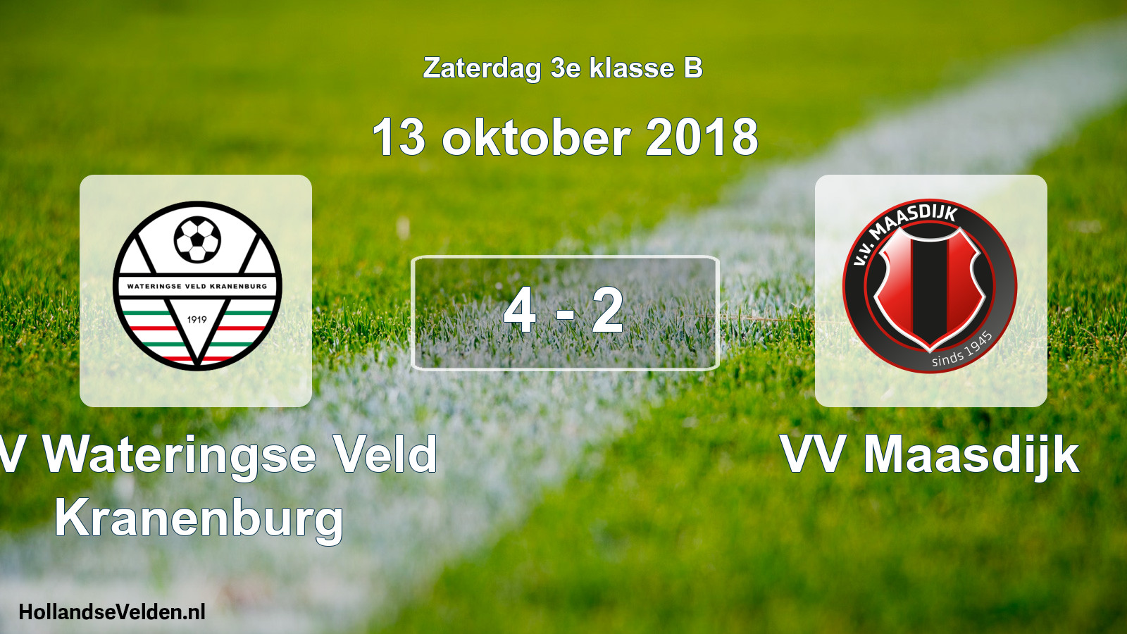 Total number of matches played: SV Wateringse Veld Kranenburg - VV Maasdijk 4 - 2 (13 October 2018)