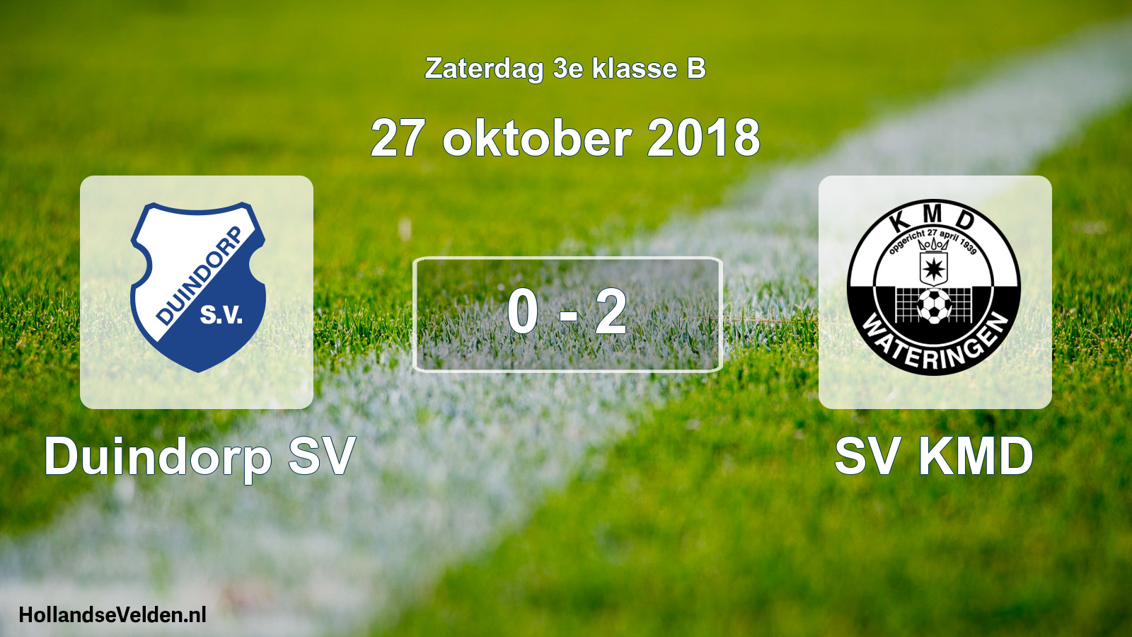 Total number of matches played: Duindorp SV - SV KMD 0 - 2 (27 October 2018)