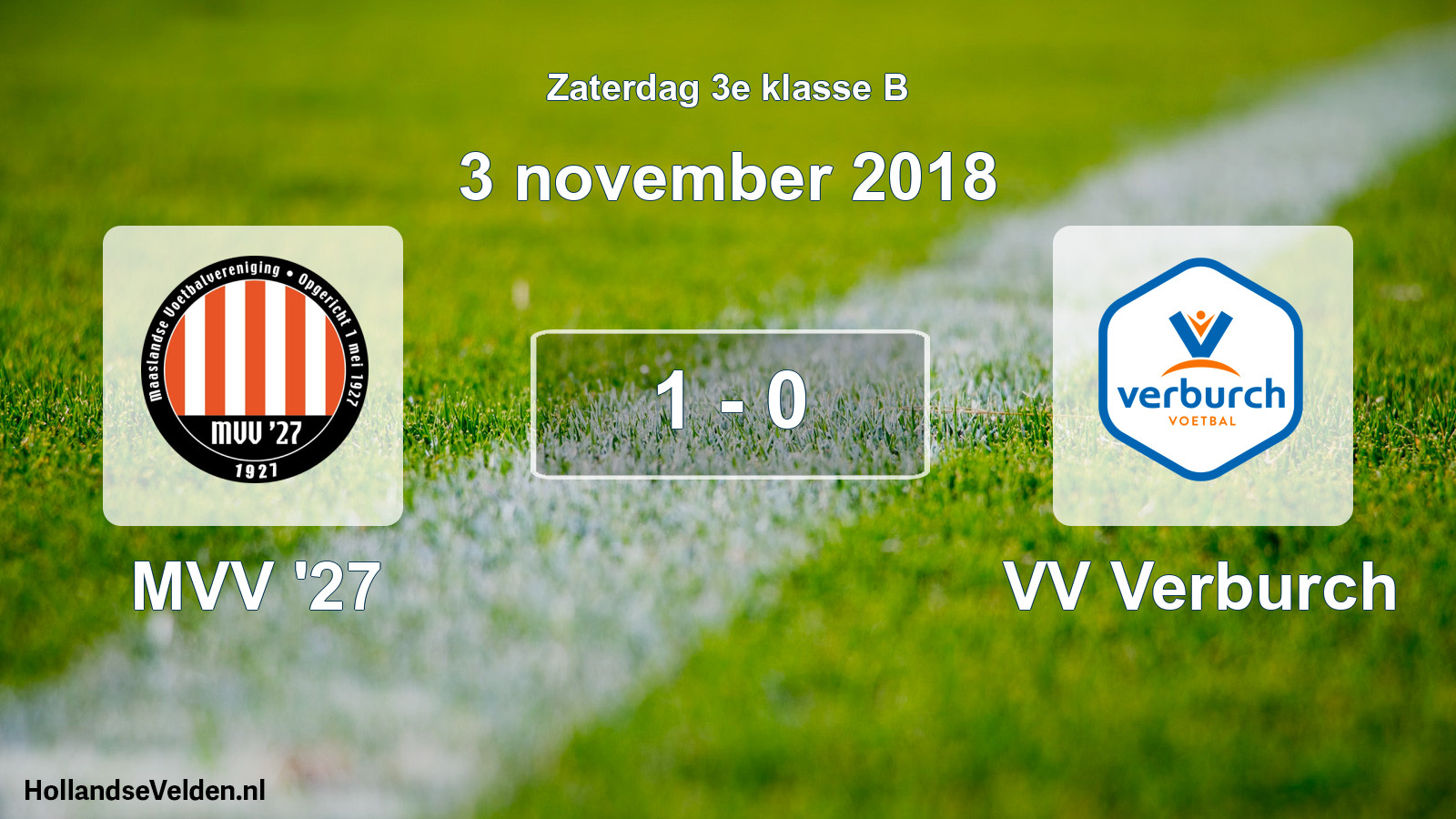 Total number of matches played: MVV '27 - VV Verburch 1 - 0 (3 November 2018)