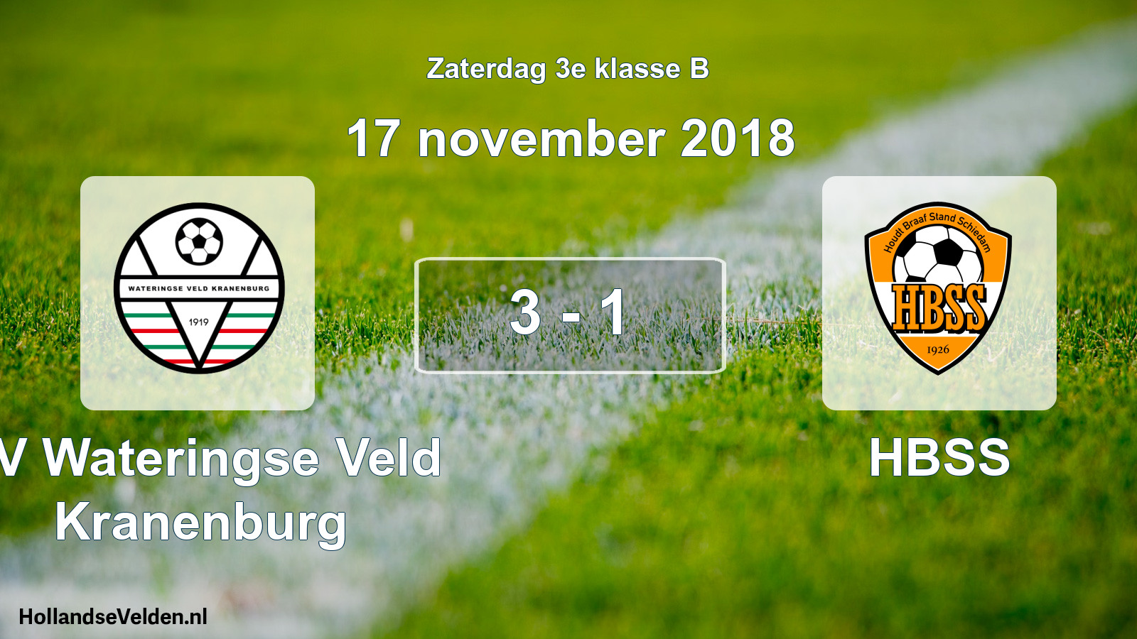 Total number of matches played: SV Wateringse Veld Kranenburg - HBSS 3 - 1 (17 November 2018)