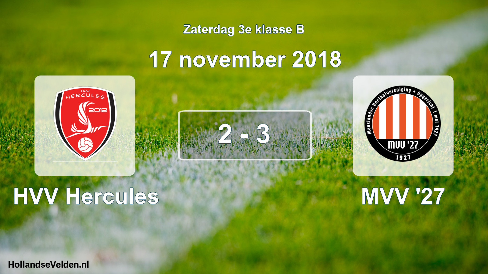 Total number of matches played: HVV Hercules - MVV '27 2 - 3 (17 November 2018)