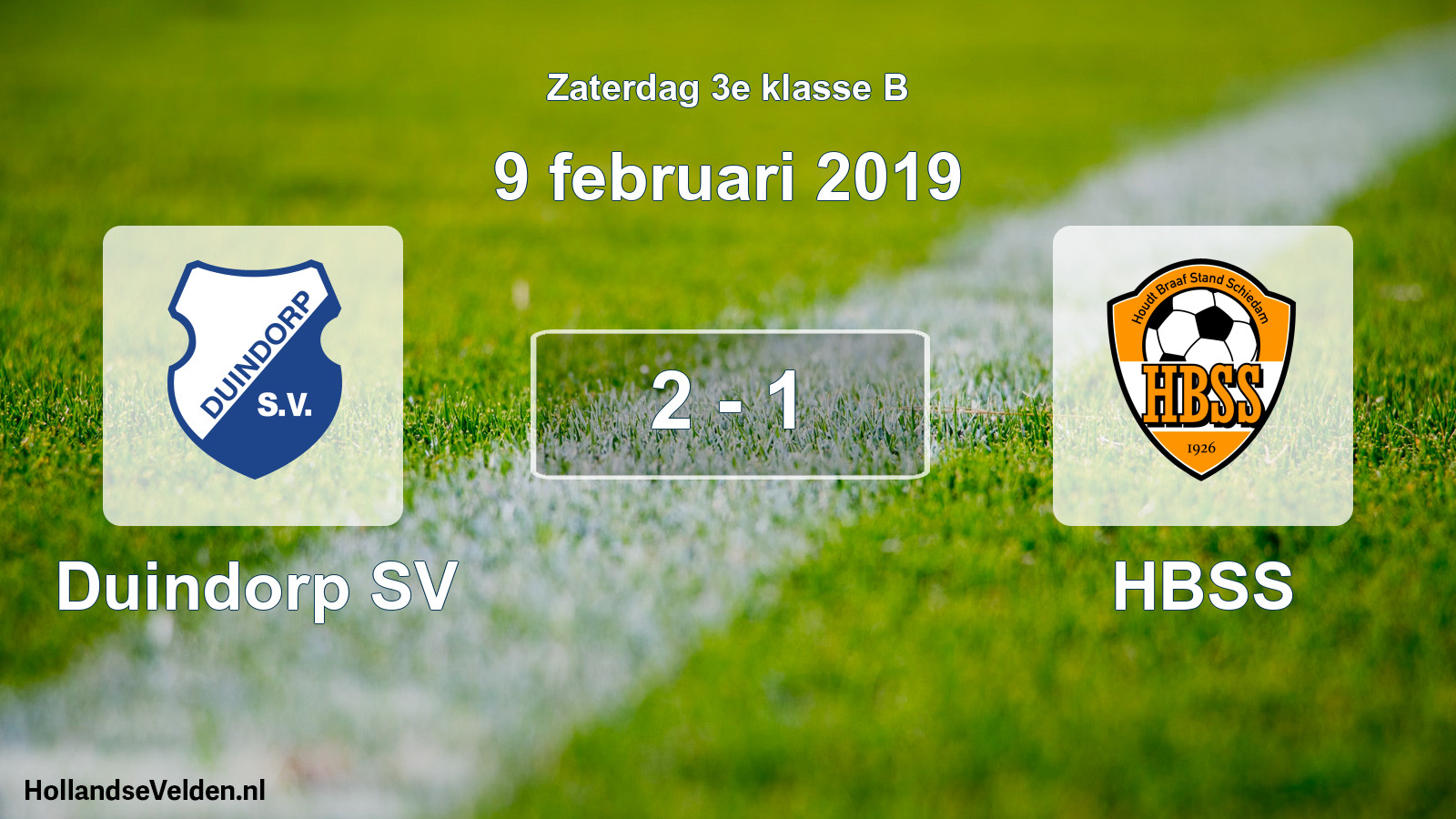 Total number of matches played: Duindorp SV - HBSS 2 - 1 (9 February 2019)
