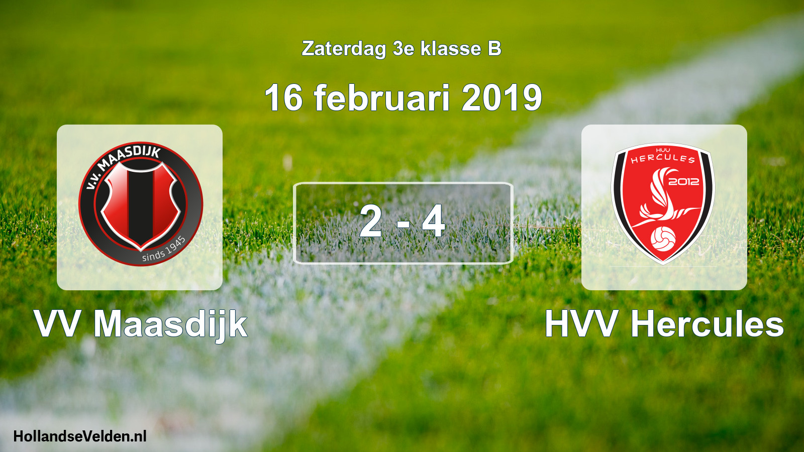 Total number of matches played: VV Maasdijk - HVV Hercules 2 - 4 (16 February 2019)