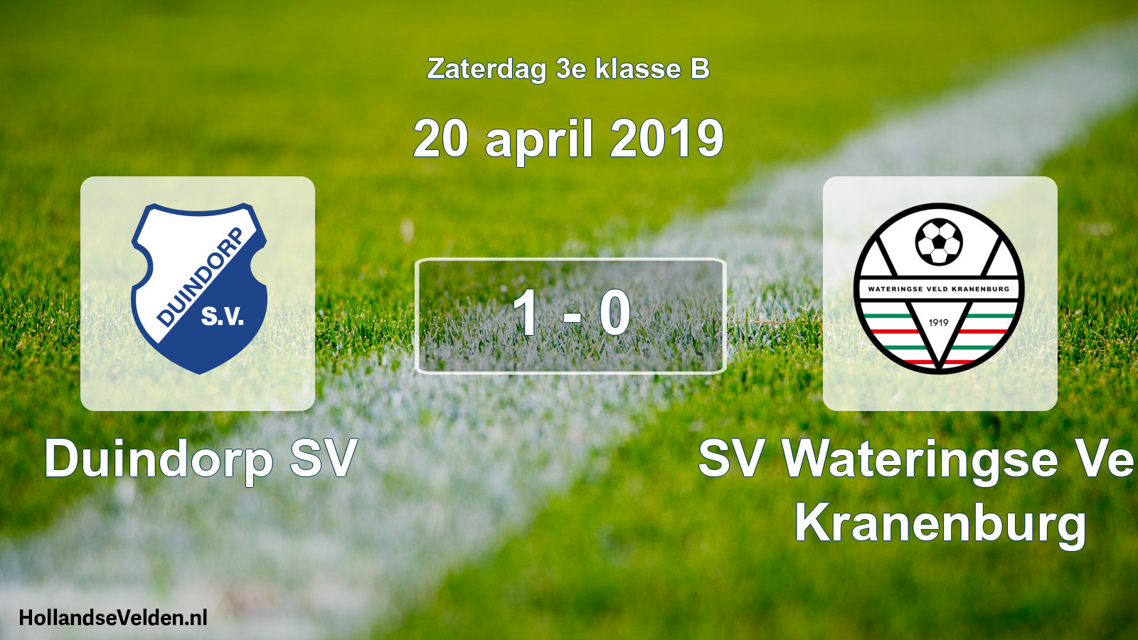 Total number of matches played: Duindorp SV - SV Wateringse Veld Kranenburg 1 - 0 (20 April 2019)