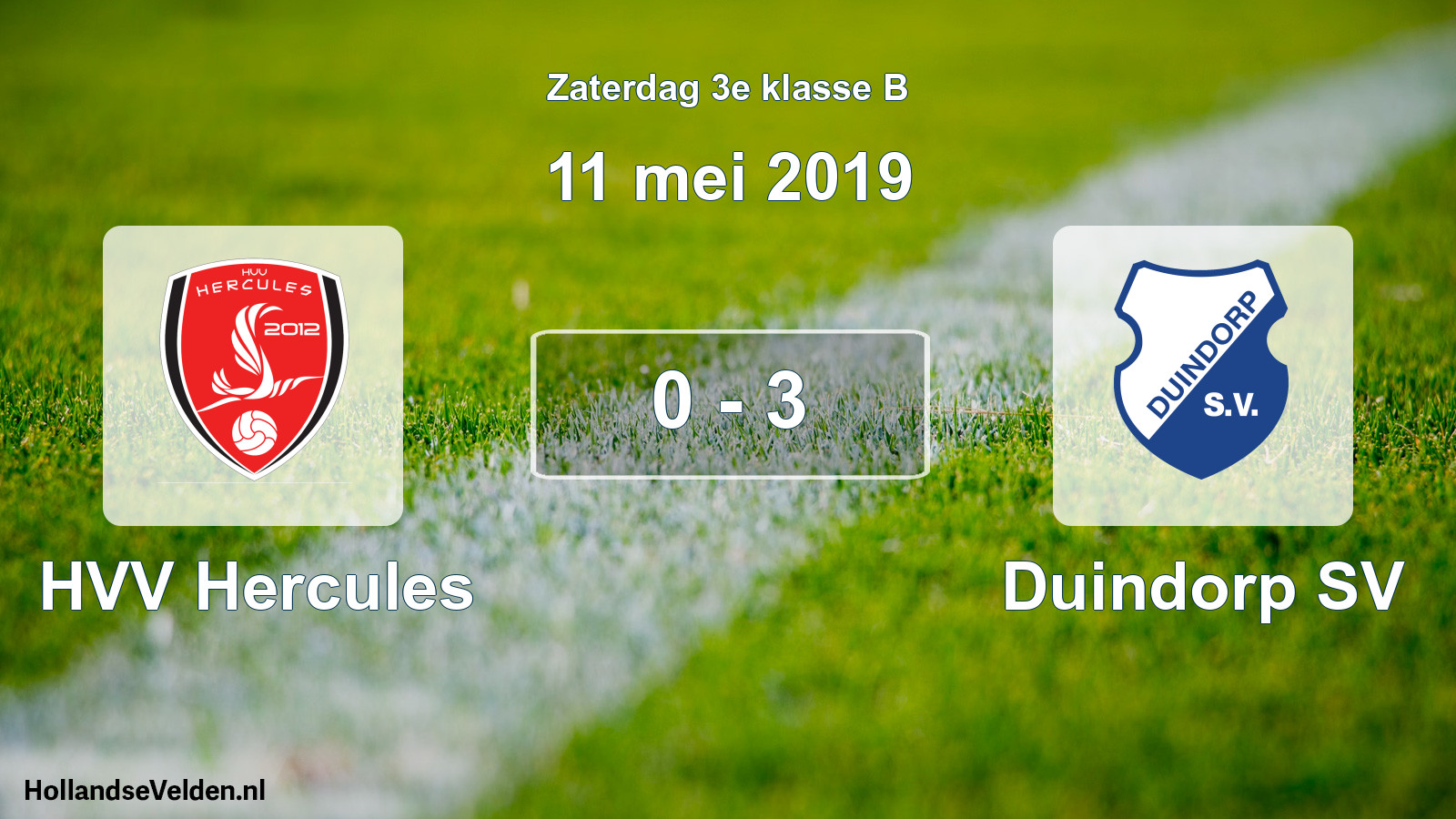 Total number of matches played: HVV Hercules - Duindorp SV 0 - 3 (11 May 2019)