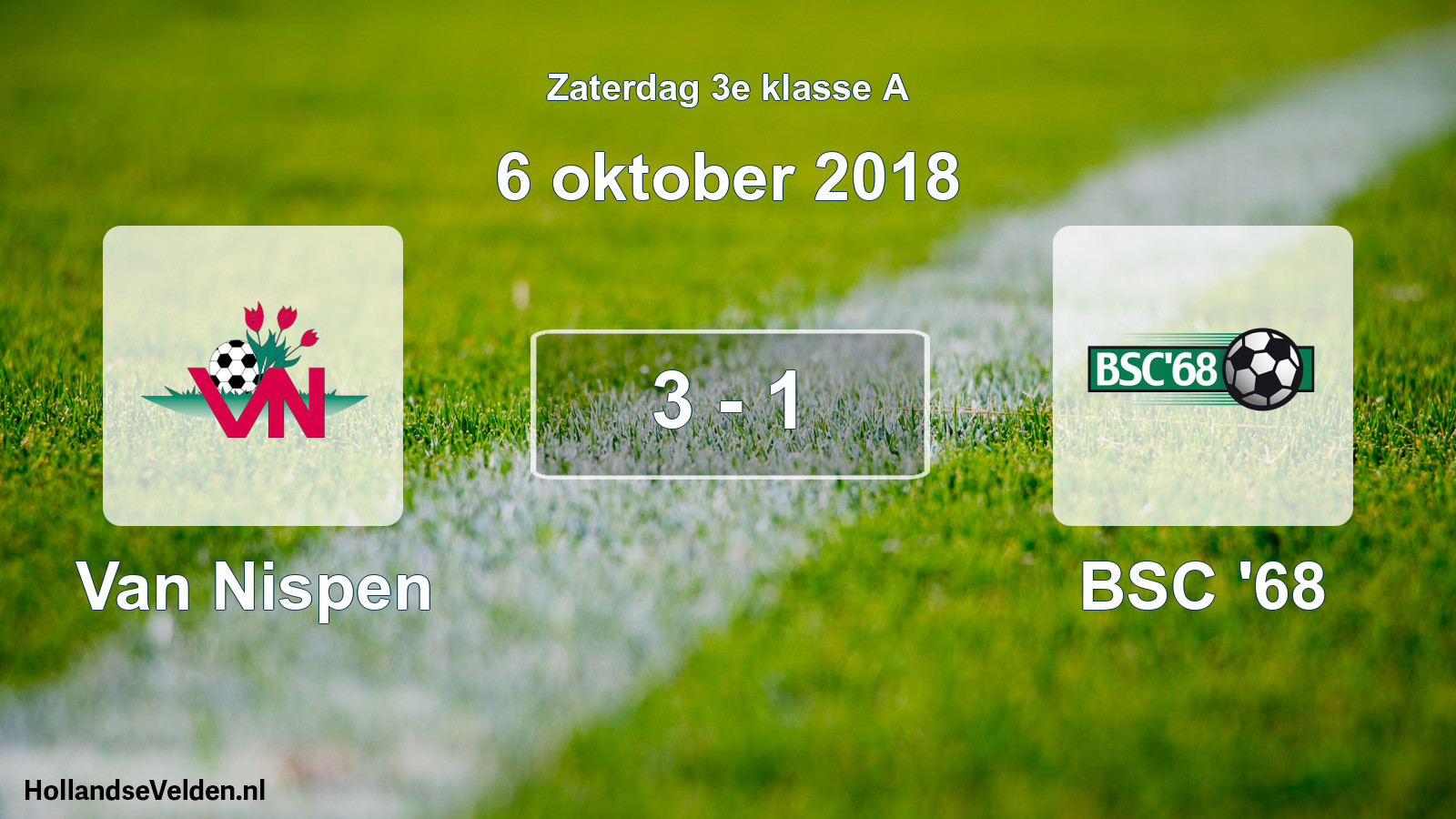 Total number of matches played: Van Nispen - BSC '68 3 - 1 (6 October 2018)