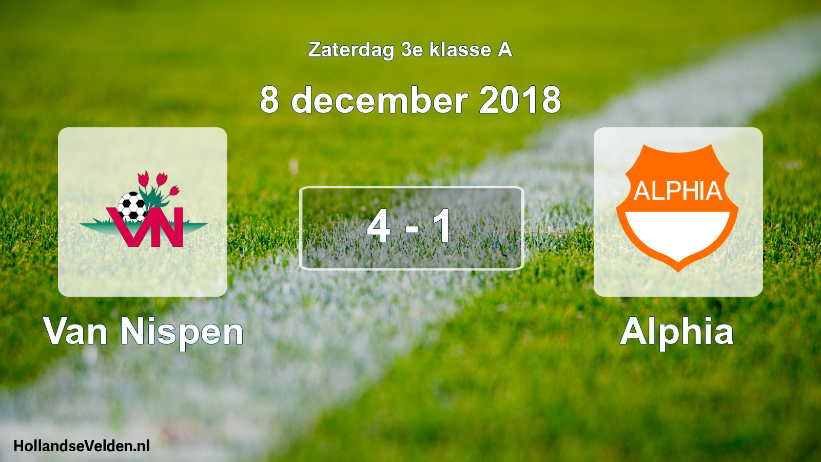 Total number of matches played: Van Nispen - Alphia 4 - 1 (8 December 2018)