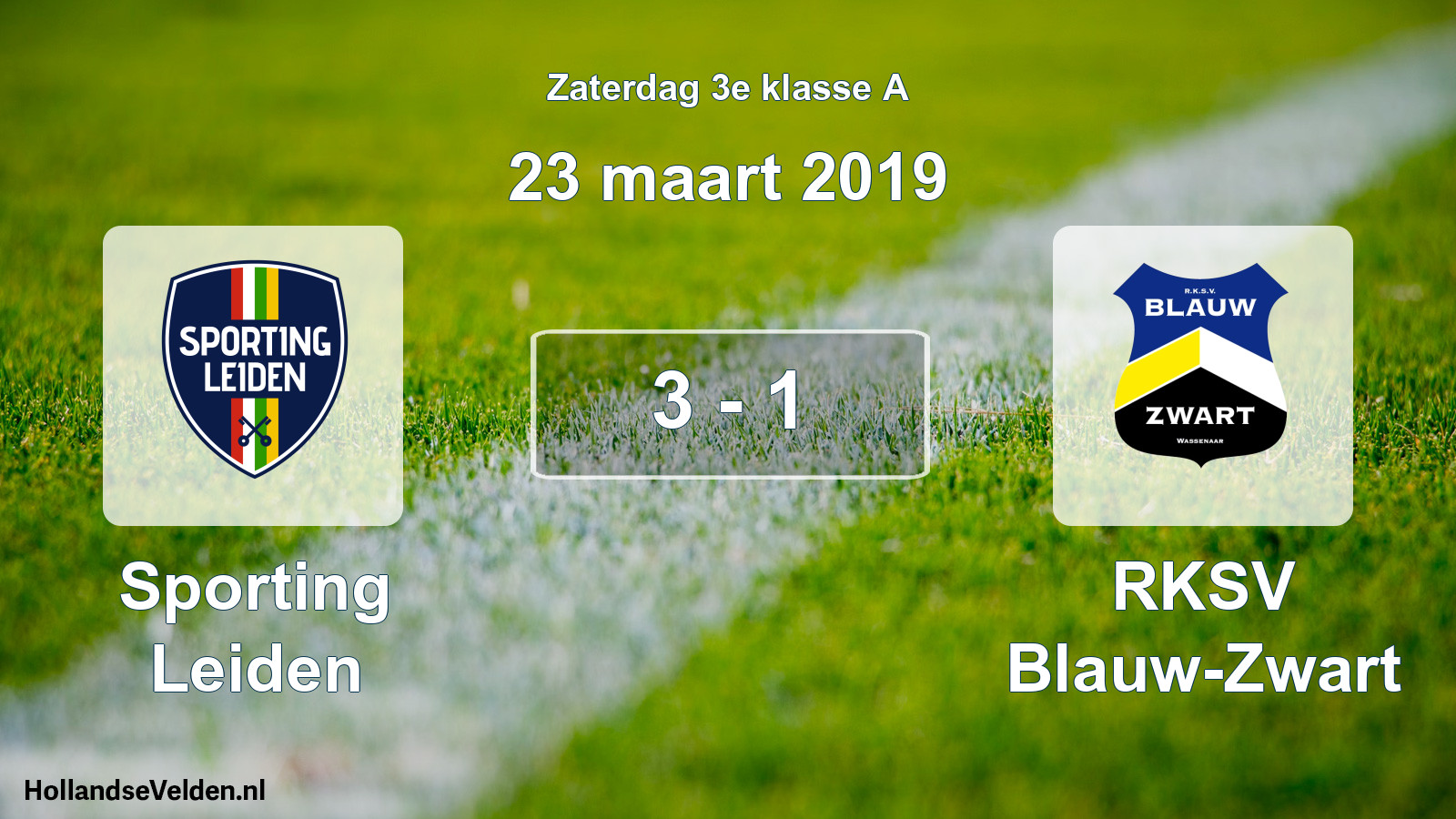 Total number of matches played: Sporting Leiden - RKSV Blauw-Zwart 3 - 1 (23 March 2019)