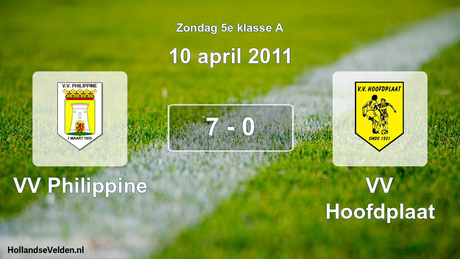 Total number of matches played: VV Philippine - VV Hoofdplaat 7 - 0 (10 April 2011)