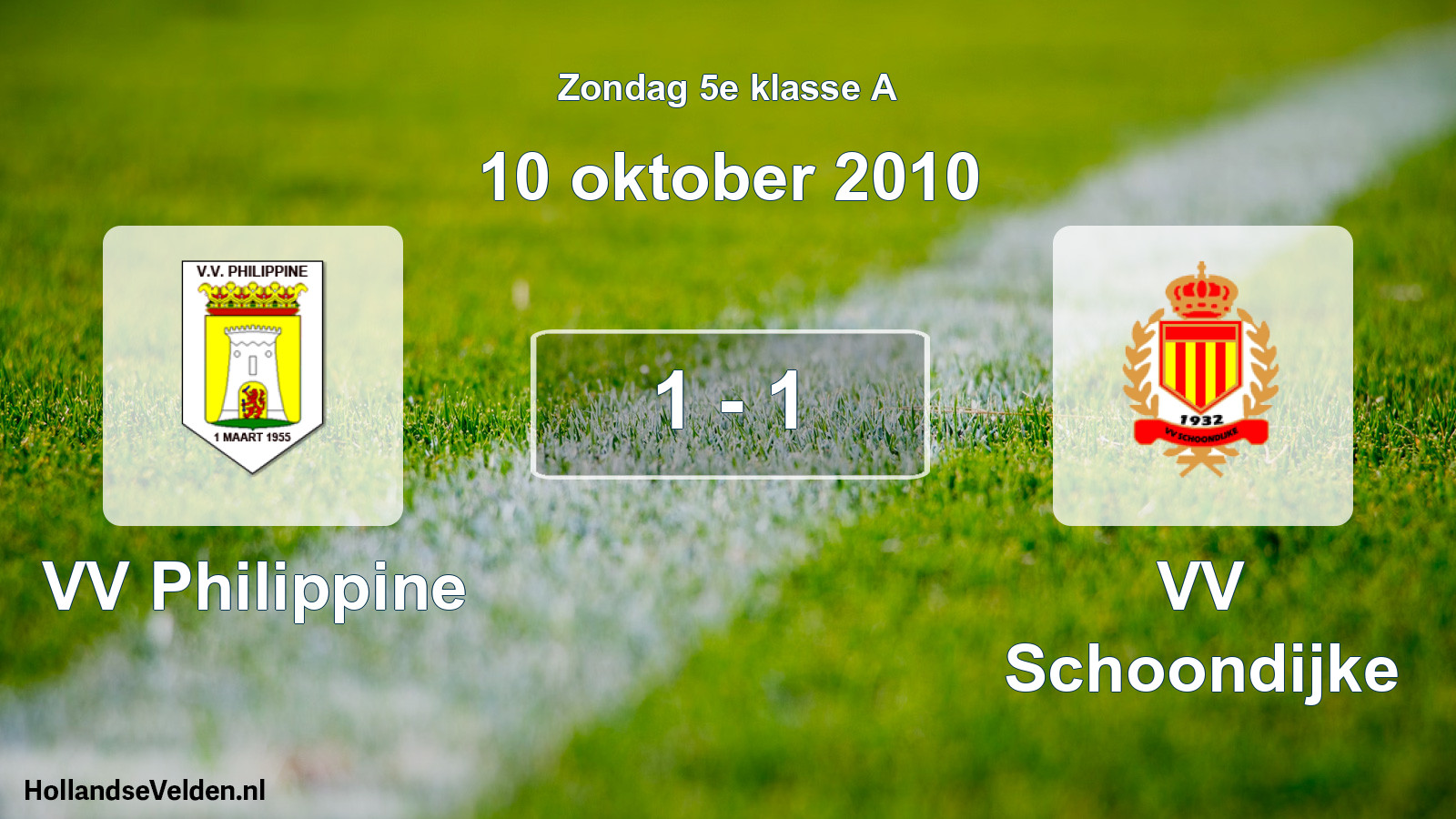 Total number of matches played: VV Philippine - VV Schoondijke 1 - 1 (10 October 2010)
