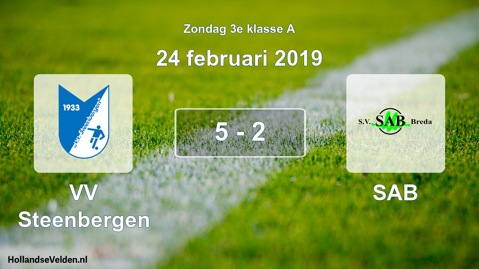 Total number of matches played: VV Steenbergen - SAB 5 - 2 (24 February 2019)