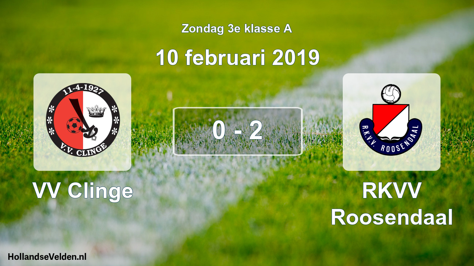 Total number of matches played: VV Clinge - RKVV Roosendaal 0 - 2 (10 February 2019)