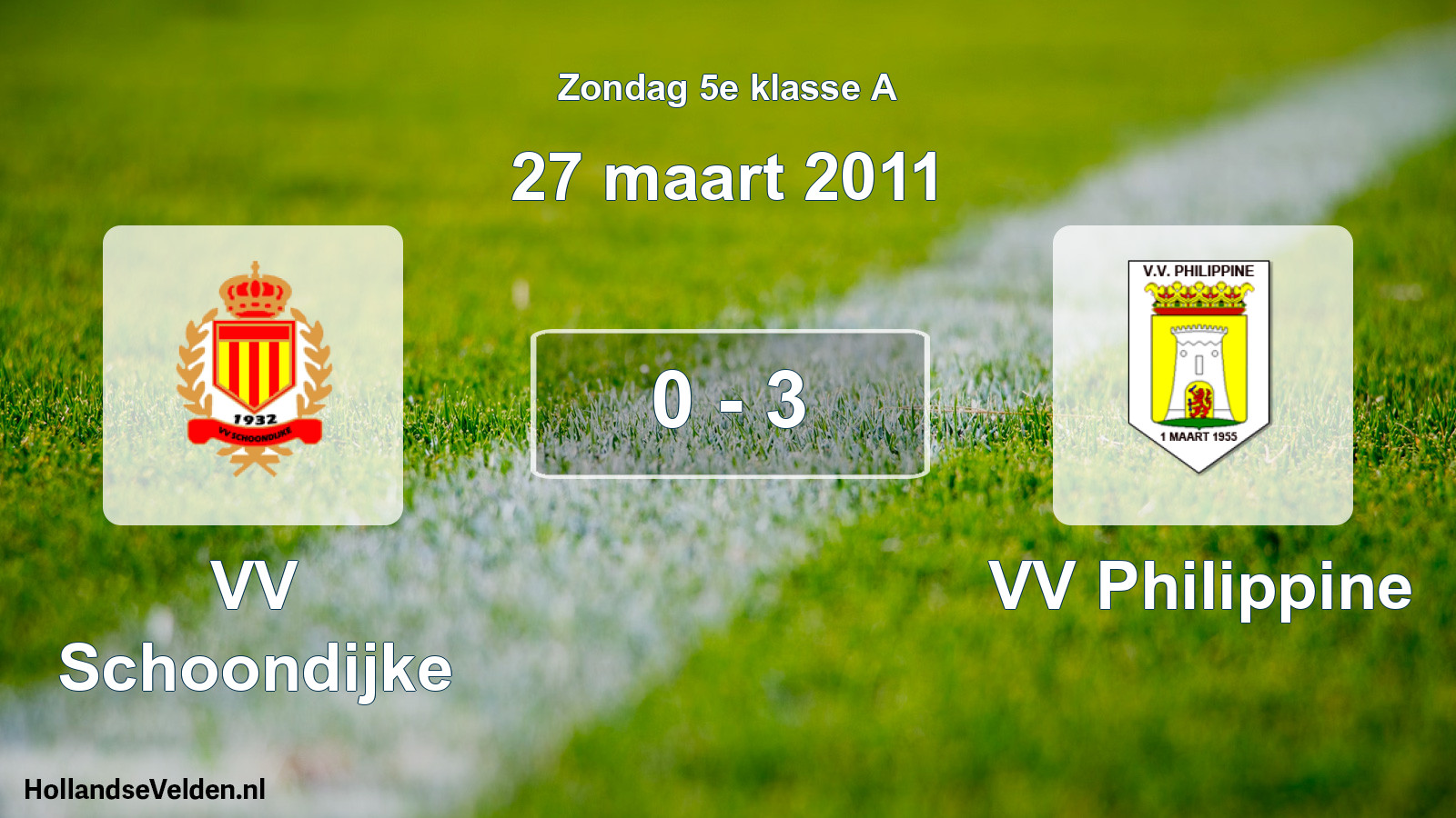 Total number of matches played: VV Schoondijke - VV Philippine 0 - 3 (27 March 2011)
