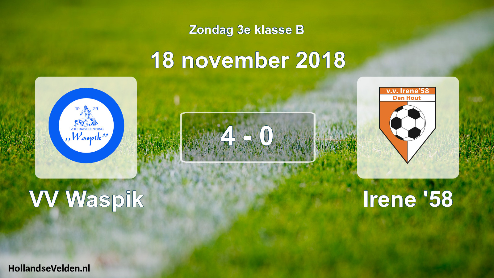Total number of matches played: VV Waspik - Irene '58 4 - 0 (18 November 2018)