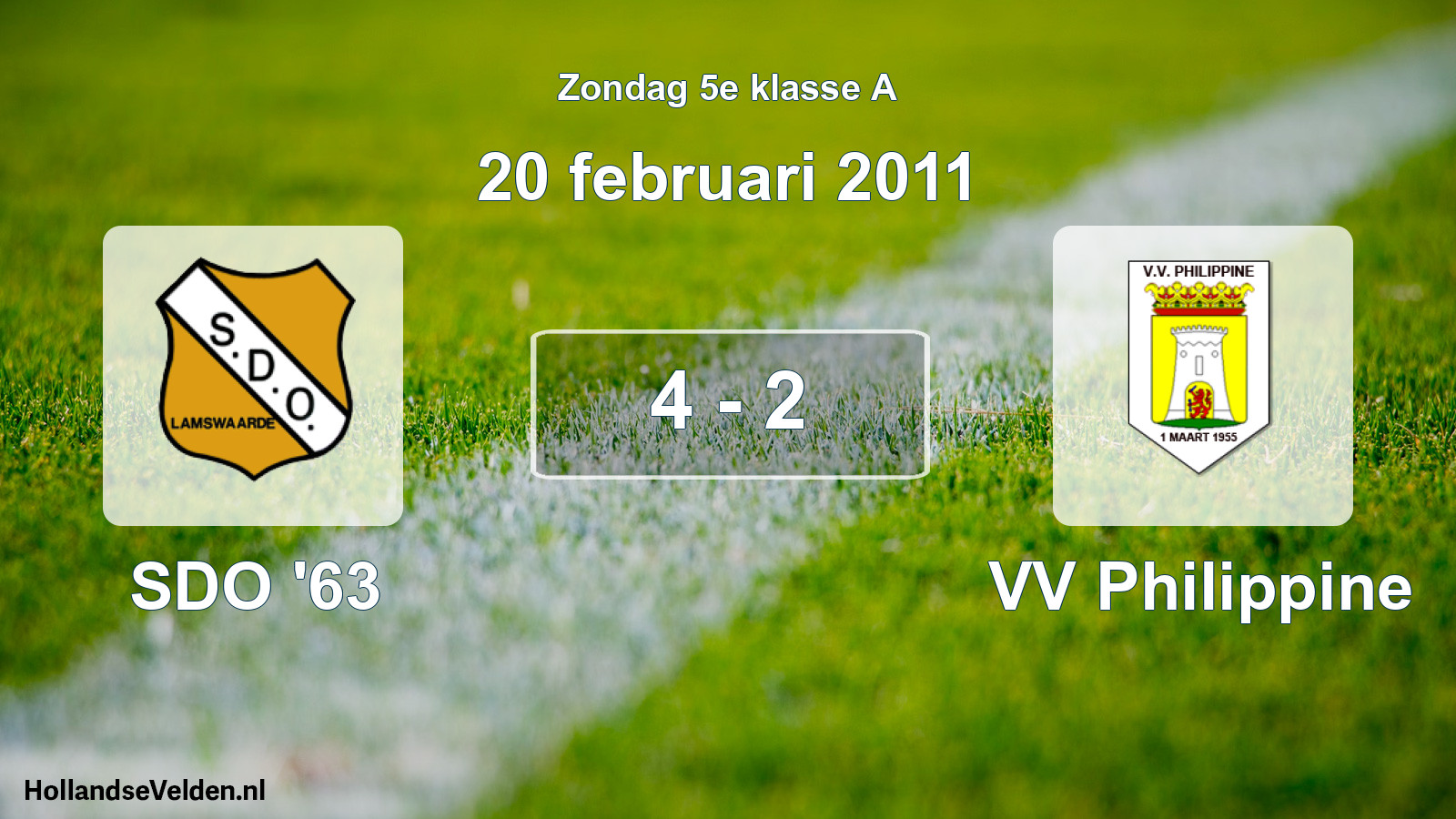 Total number of matches played: SDO '63 - VV Philippine 4 - 2 (20 February 2011)