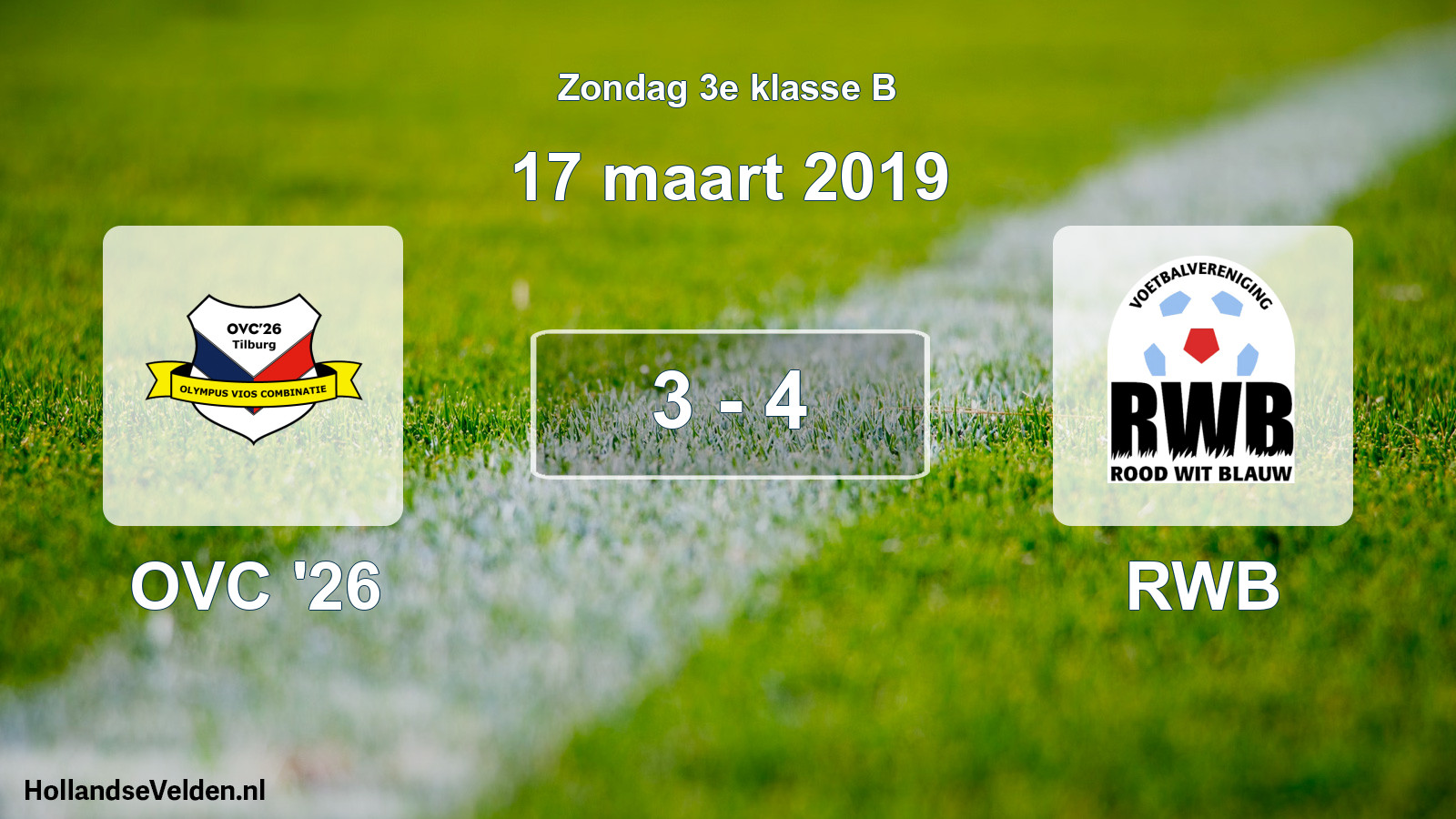 Total number of matches played: OVC '26 - RWB 3 - 4 (17 March 2019)