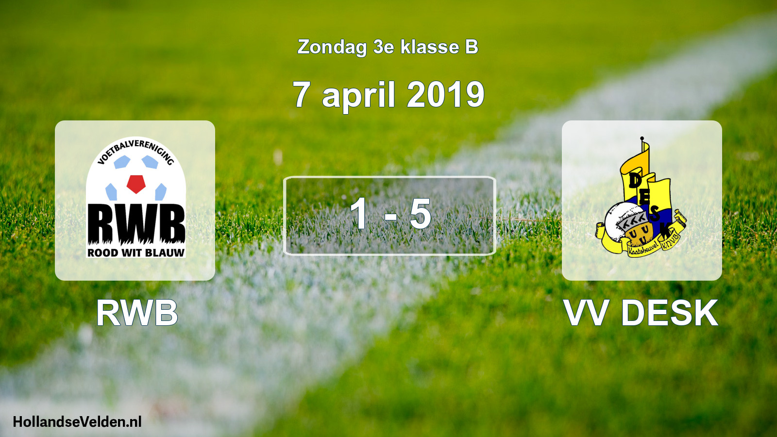 Total number of matches played: RWB - VV DESK 1 - 5 (7 April 2019)