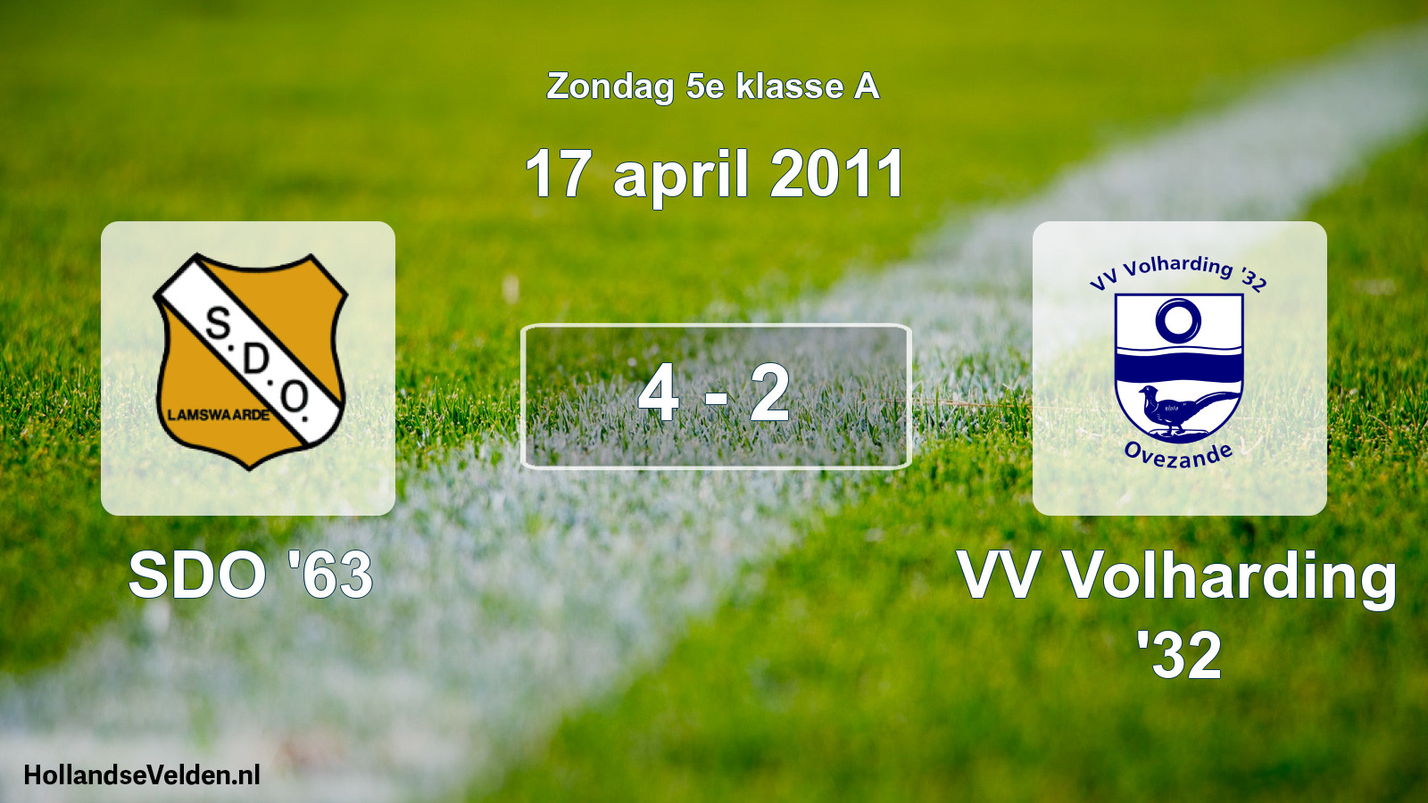 Total number of matches played: SDO '63 - VV Volharding '32 4 - 2 (17 April 2011)