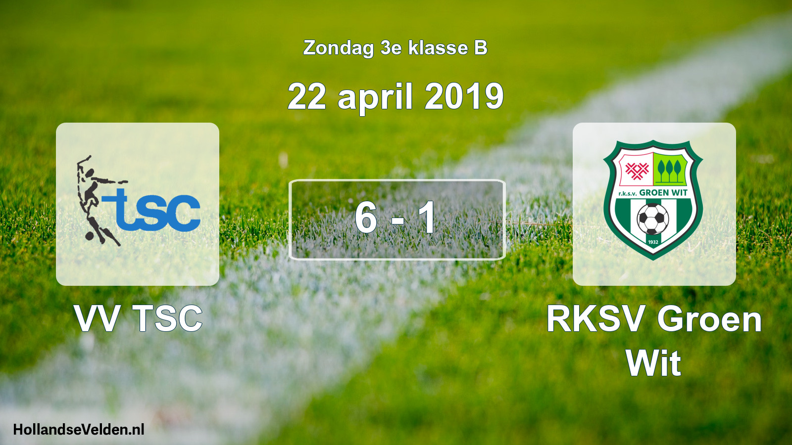 Total number of matches played: VV TSC - RKSV Groen Wit 6 - 1 (22 April 2019)