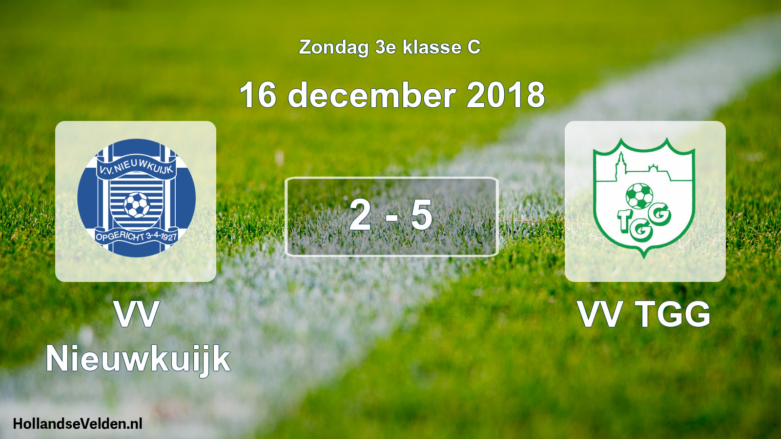 Total number of matches played: VV Nieuwkuijk - VV TGG 2 - 5 (16 December 2018)