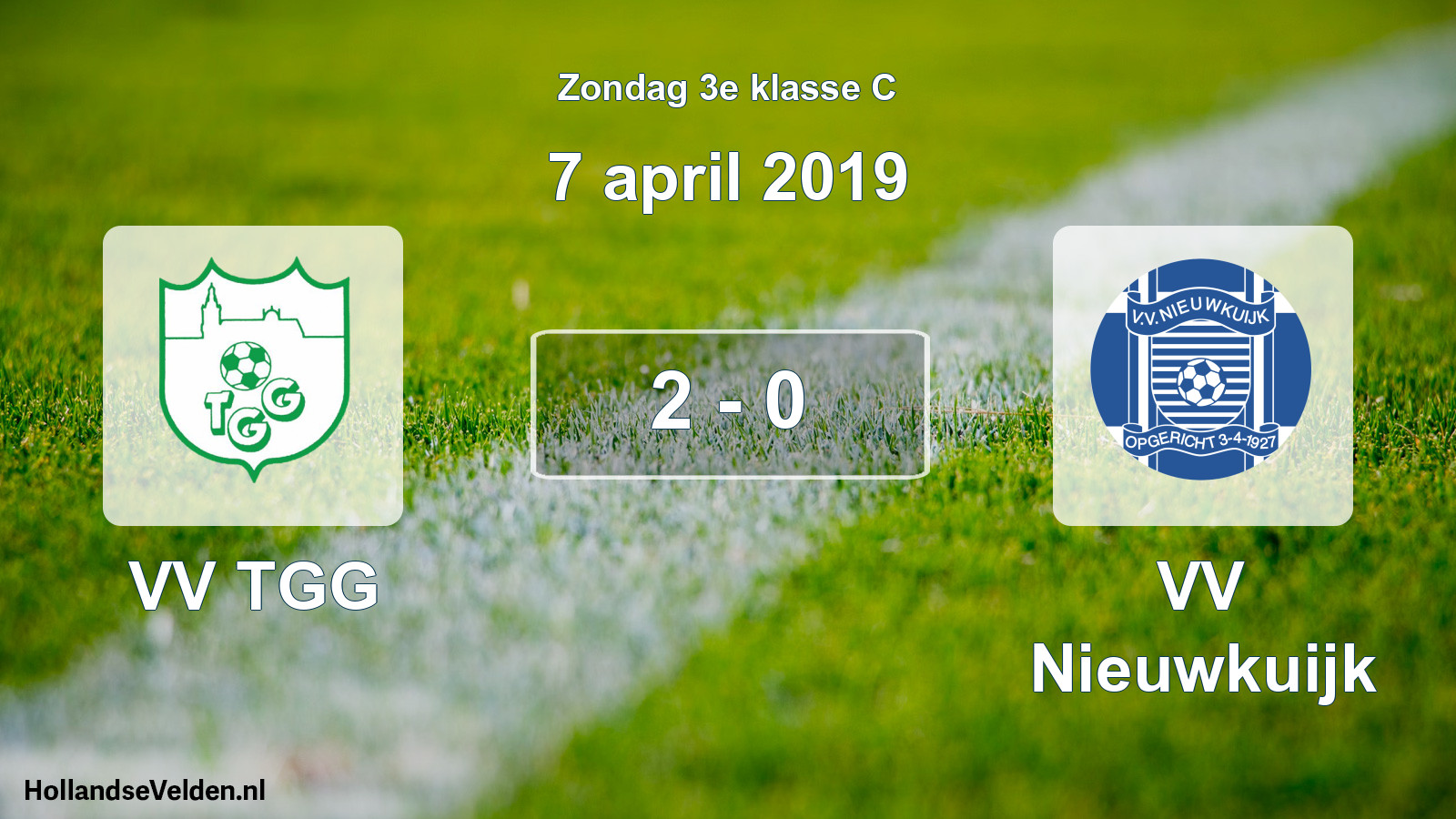 Total number of matches played: VV TGG - VV Nieuwkuijk 2 - 0 (7 April 2019)