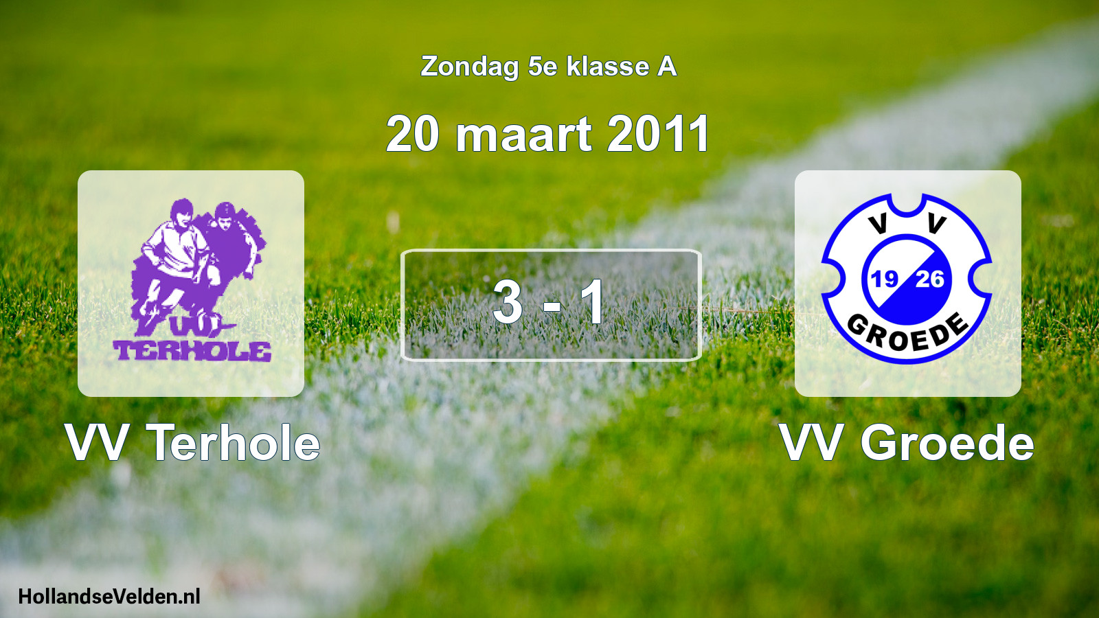 Total number of matches played: VV Terhole - VV Groede 3 - 1 (20 March 2011)