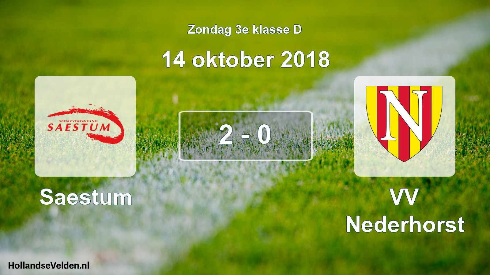 Total number of matches played: Saestum - VV Nederhorst 2 - 0 (14 October 2018)