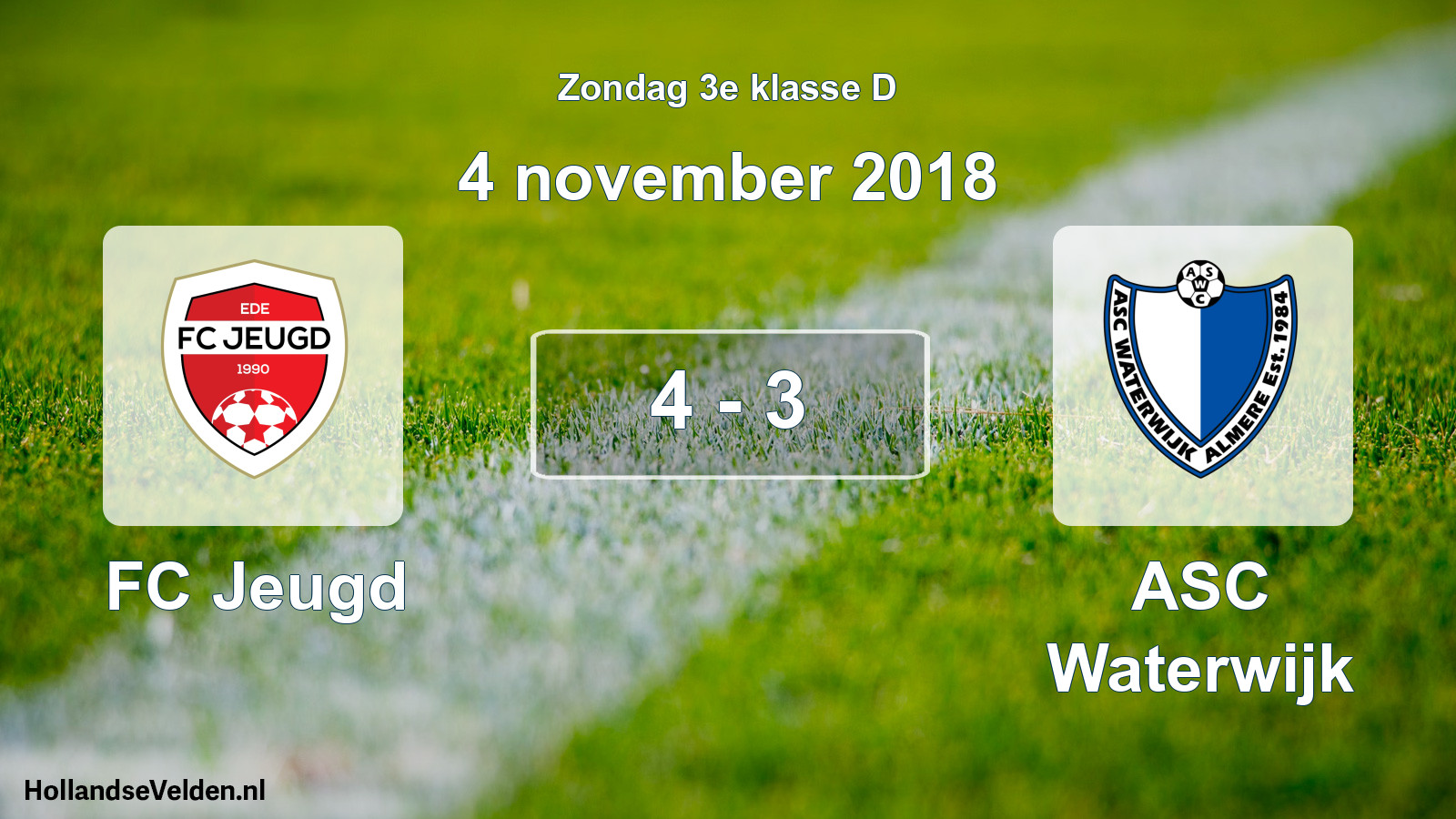 Total number of matches played: FC Jeugd - ASC Waterwijk 4 - 3 (4 November 2018)