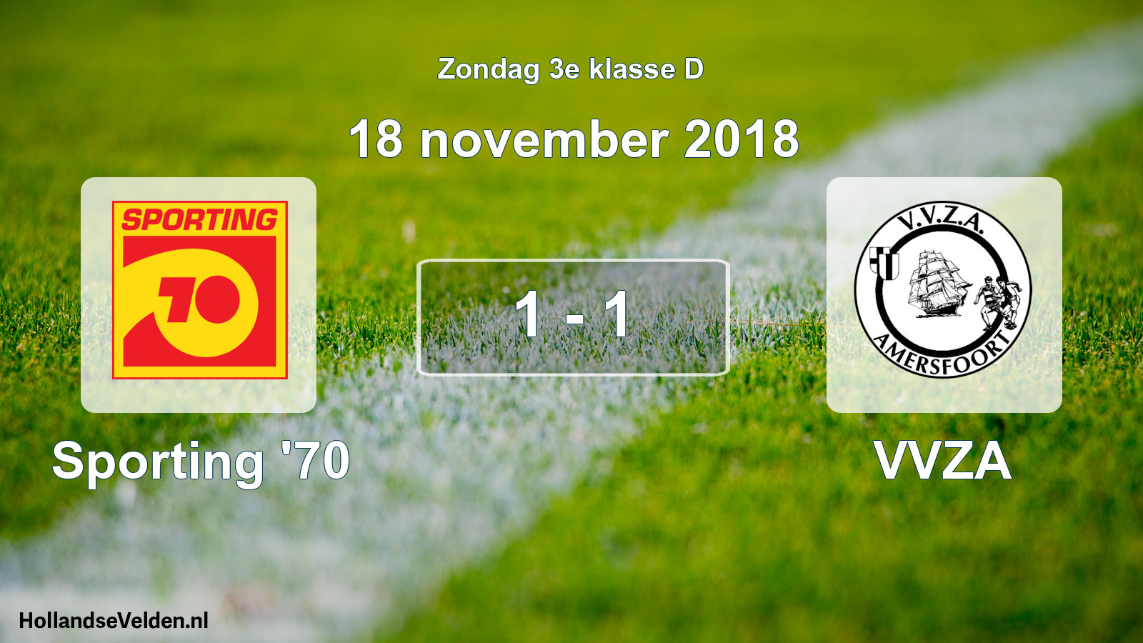 Total number of matches played: Sporting '70 - VVZA 1 - 1 (18 November 2018)