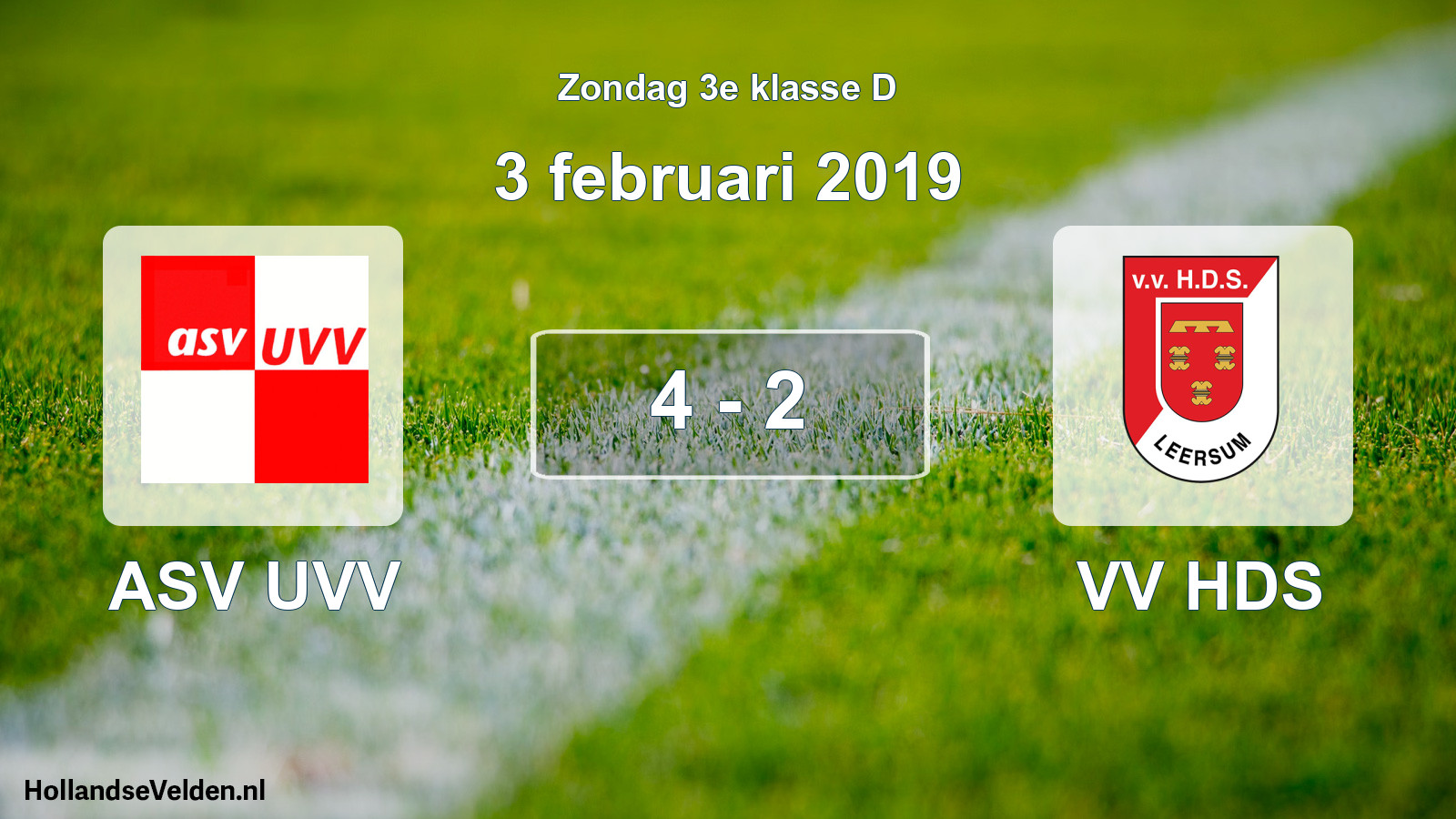 Total number of matches played: ASV UVV - VV HDS 4 - 2 (3 February 2019)
