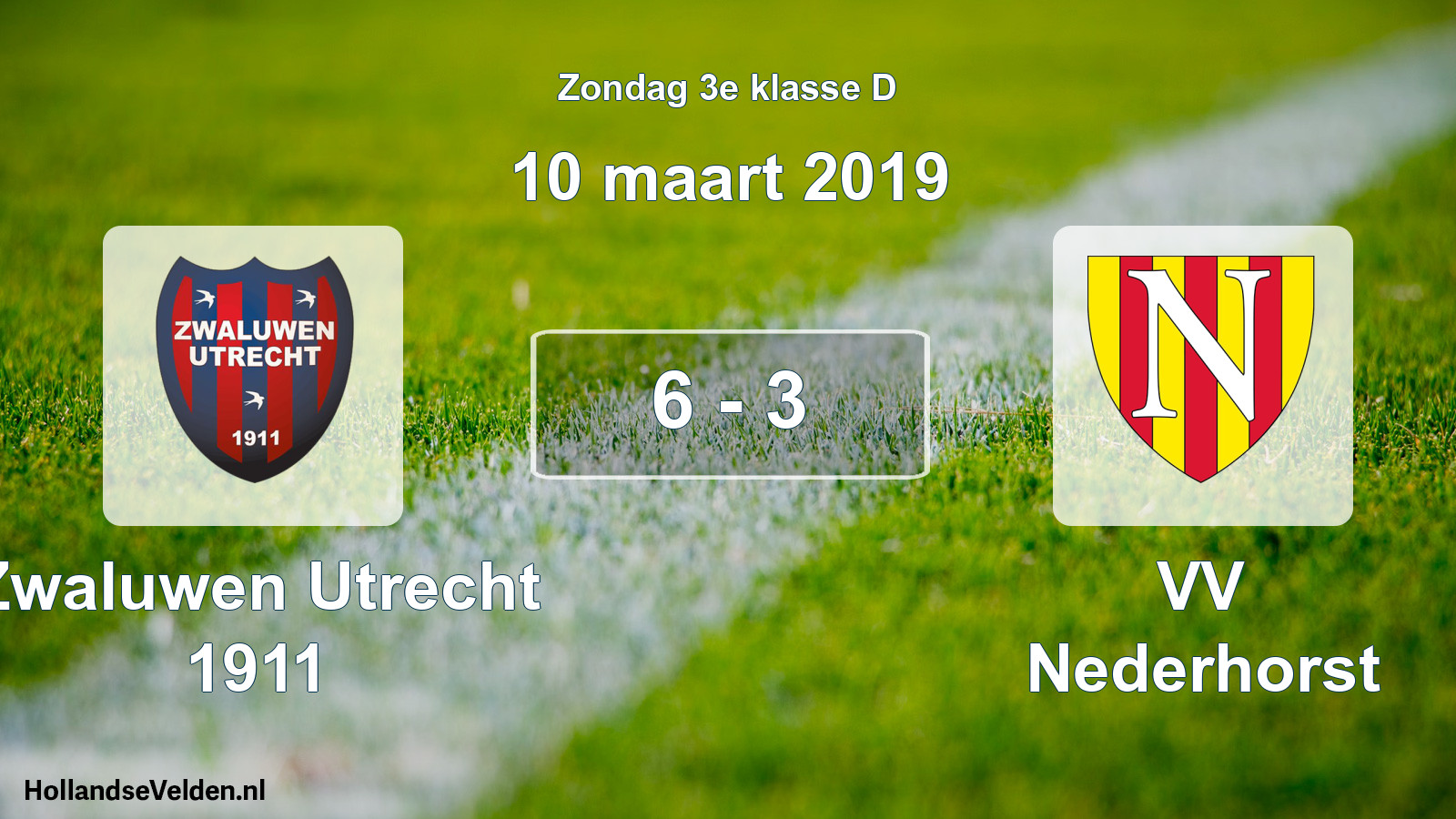 Total number of matches played: Zwaluwen Utrecht 1911 - VV Nederhorst 6 - 3 (10 March 2019)