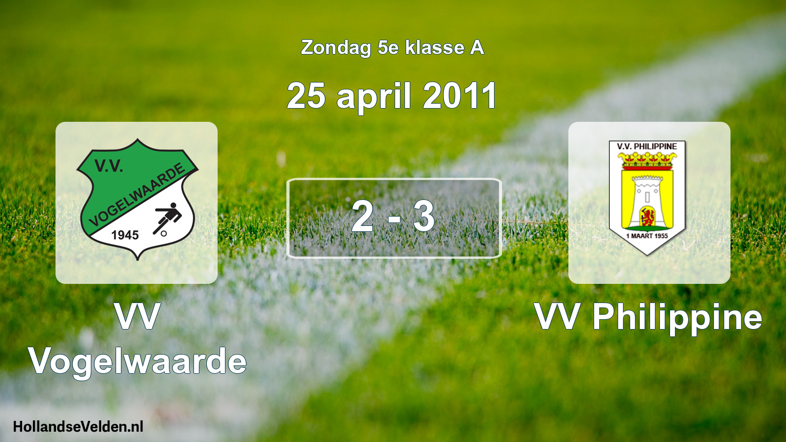 Total number of matches played: VV Vogelwaarde - VV Philippine 2 - 3 (25 April 2011)
