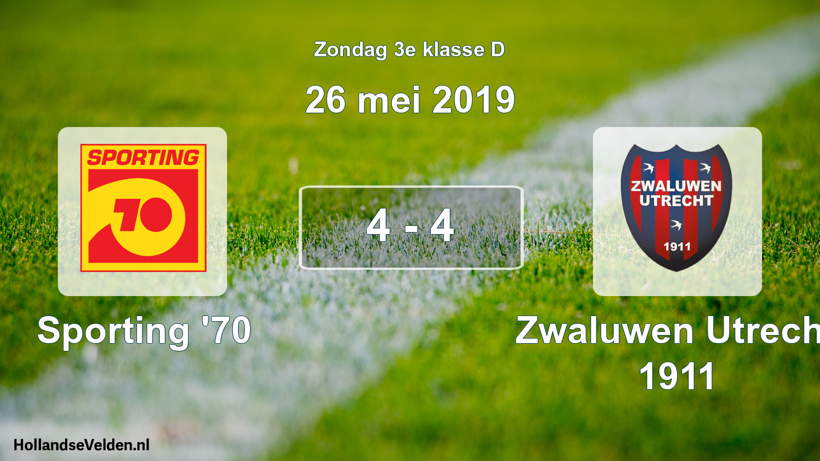 Total number of matches played: Sporting '70 - Zwaluwen Utrecht 1911 4 - 4 (26 May 2019)