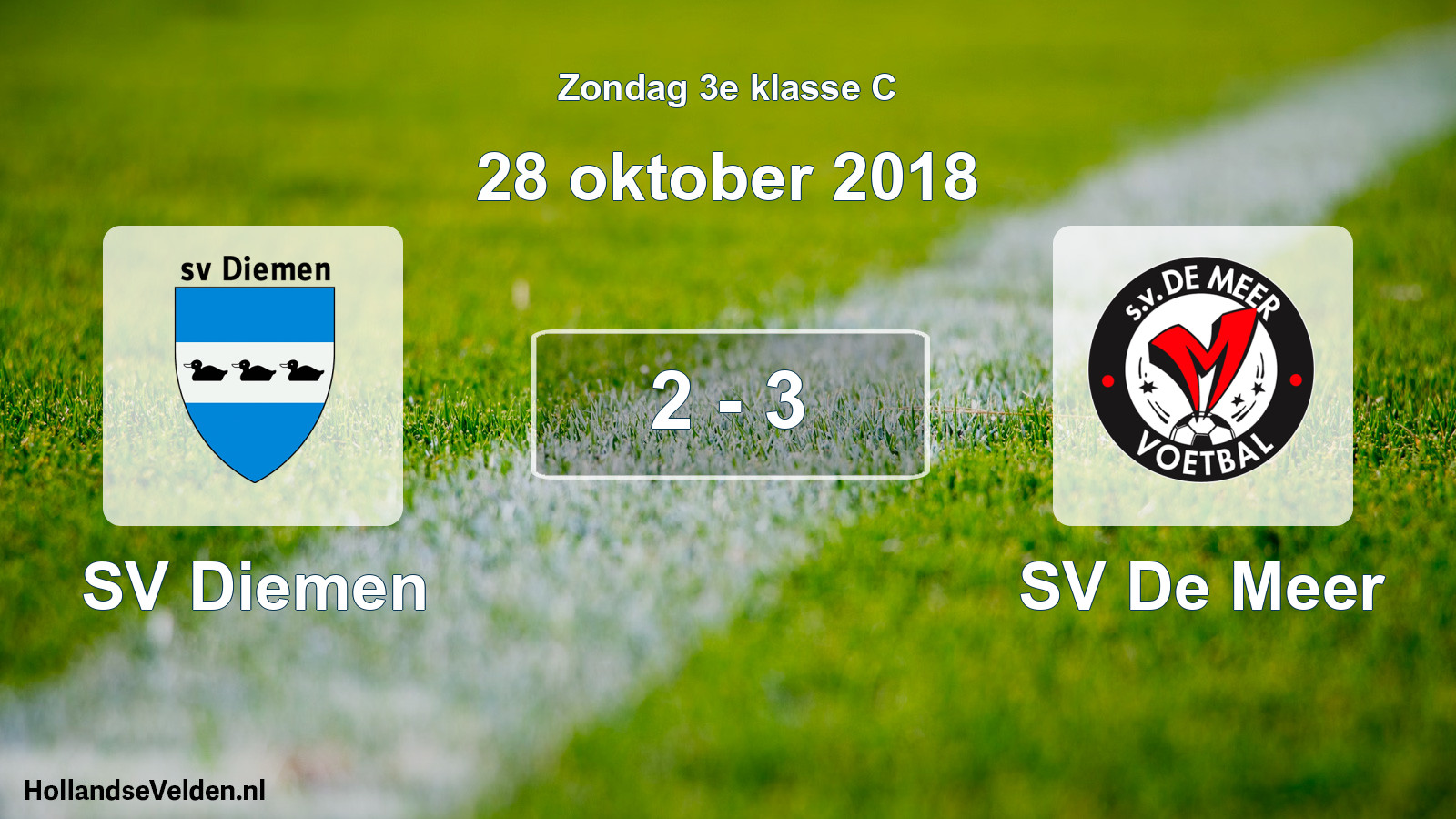 Total number of matches played: SV Diemen - SV De Meer 2 - 3 (28 October 2018)