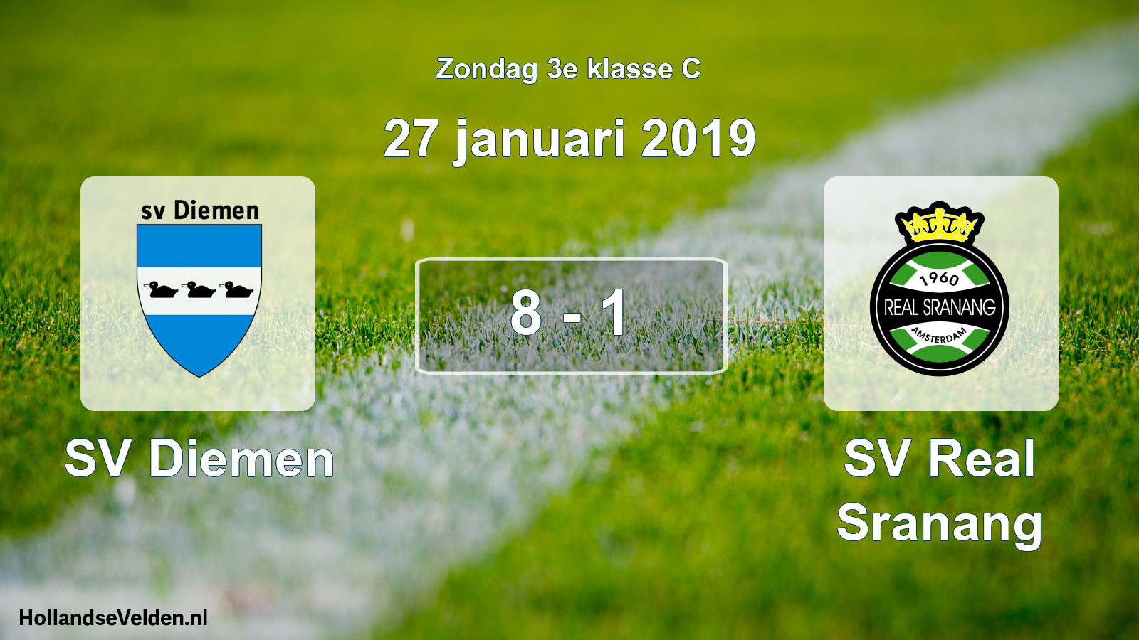 Total number of matches played: SV Diemen - SV Real Sranang 8 - 1 (27 January 2019)