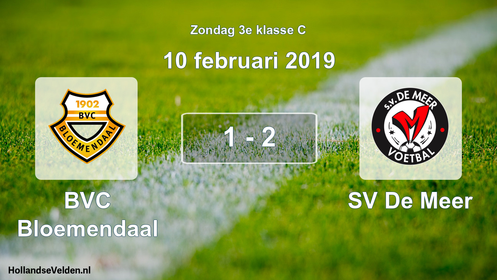 Total number of matches played: BVC Bloemendaal - SV De Meer 1 - 2 (10 February 2019)