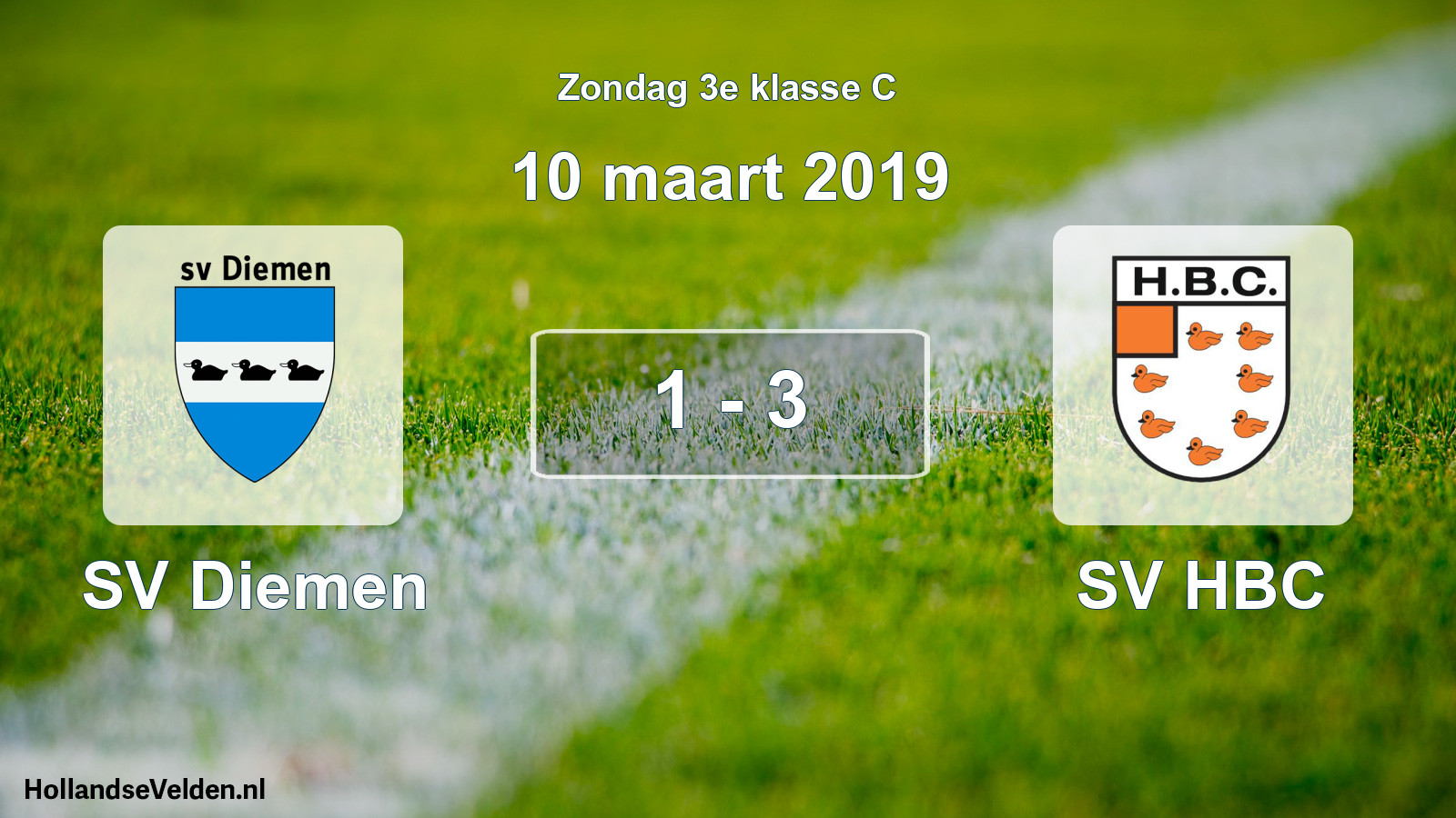 Total number of matches played: SV Diemen - SV HBC 1 - 3 (10 March 2019)