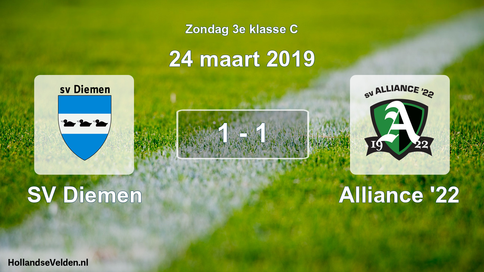 Total number of matches played: SV Diemen - Alliance '22 1 - 1 (24 March 2019)
