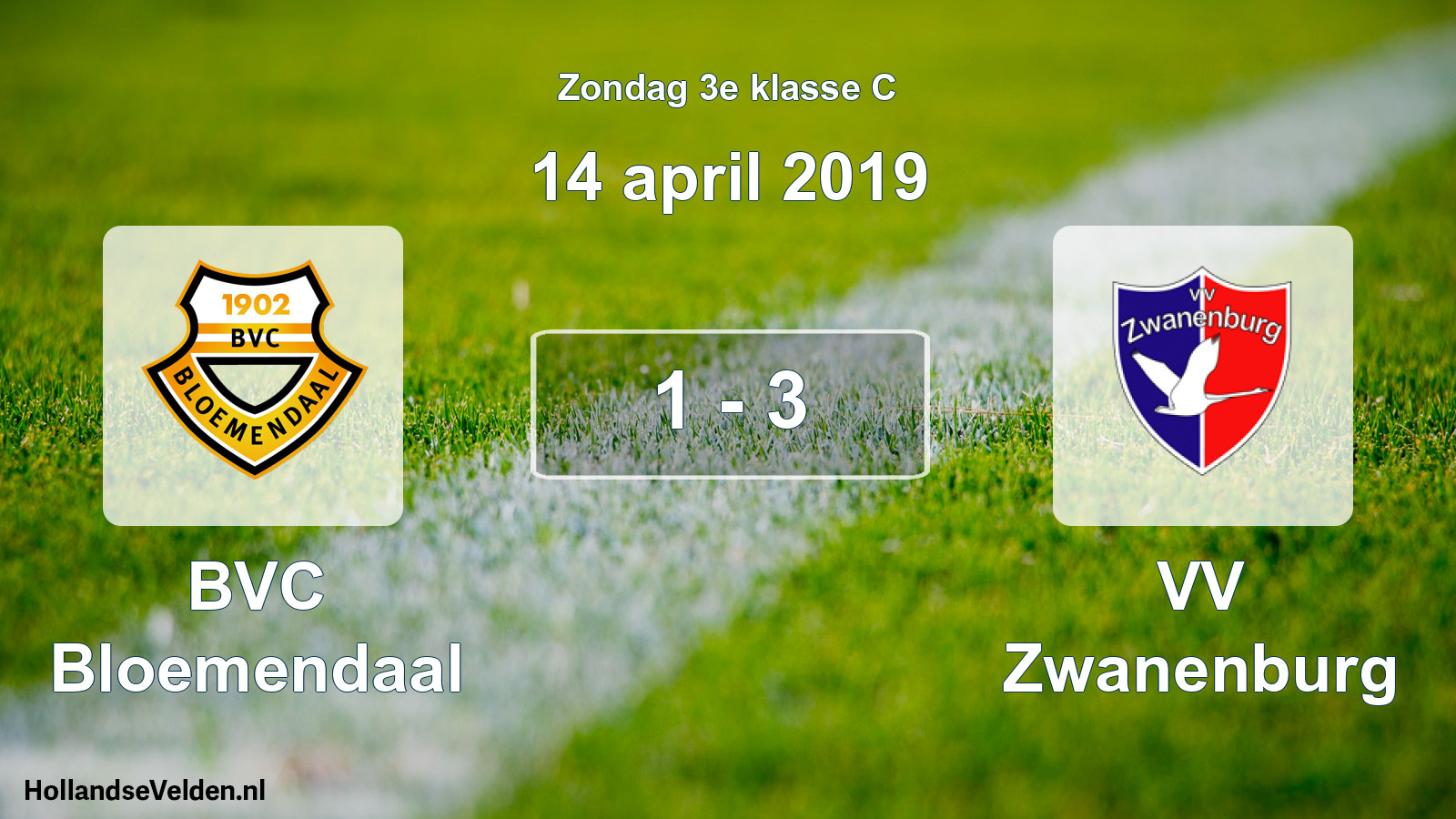 Total number of matches played: BVC Bloemendaal - VV Zwanenburg 1 - 3 (14 April 2019)