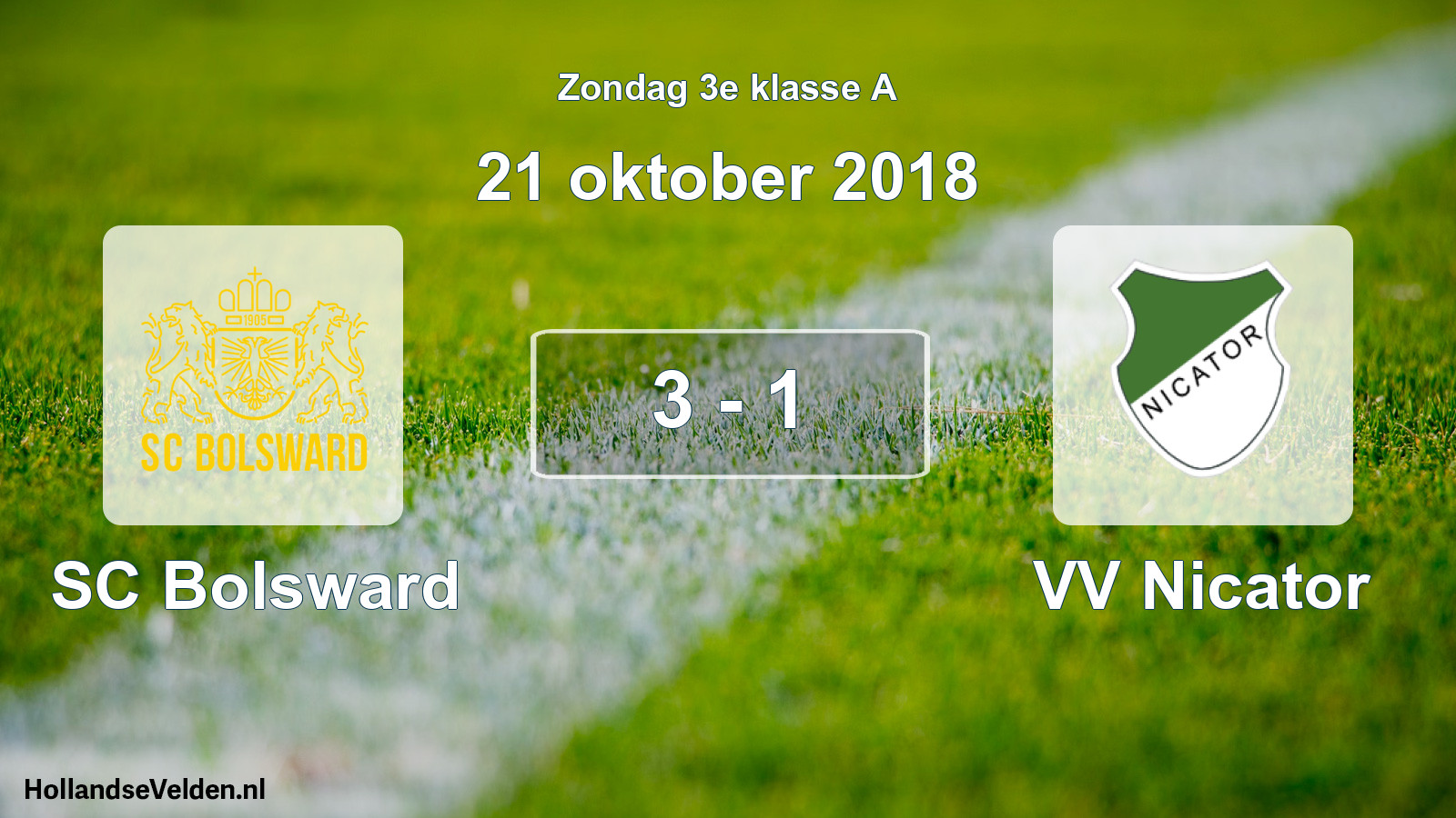 Total number of matches played: SC Bolsward - VV Nicator 3 - 1 (21 October 2018)