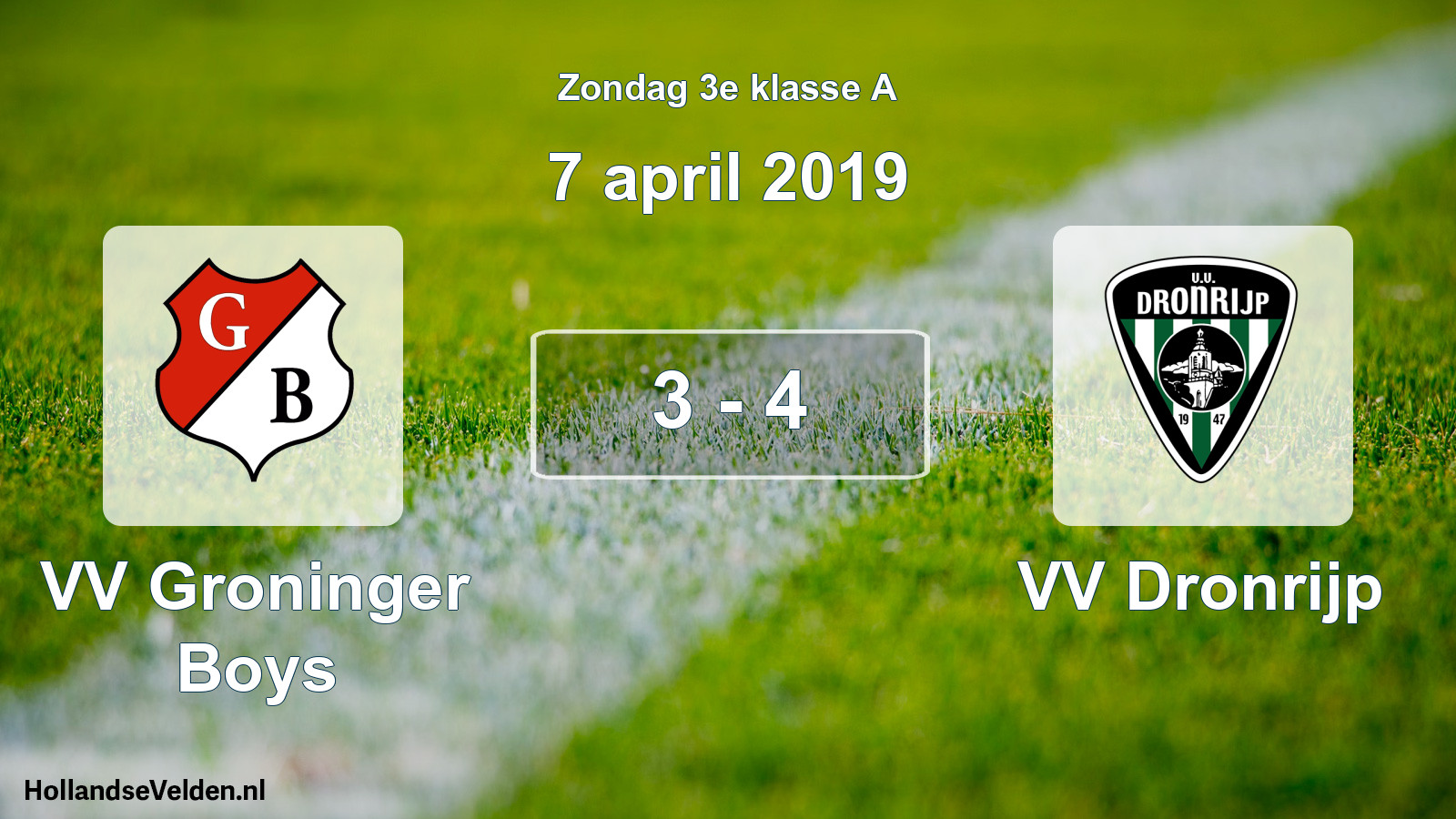 Total number of matches played: VV Groninger Boys - VV Dronrijp 3 - 4 (7 April 2019)