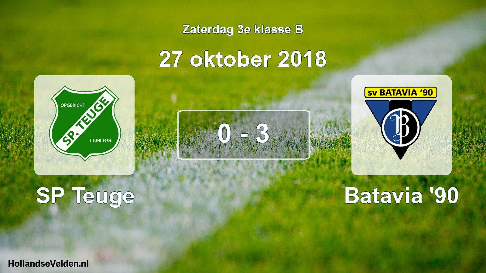 Total number of matches played: SP Teuge - Batavia '90 0 - 3 (27 October 2018)