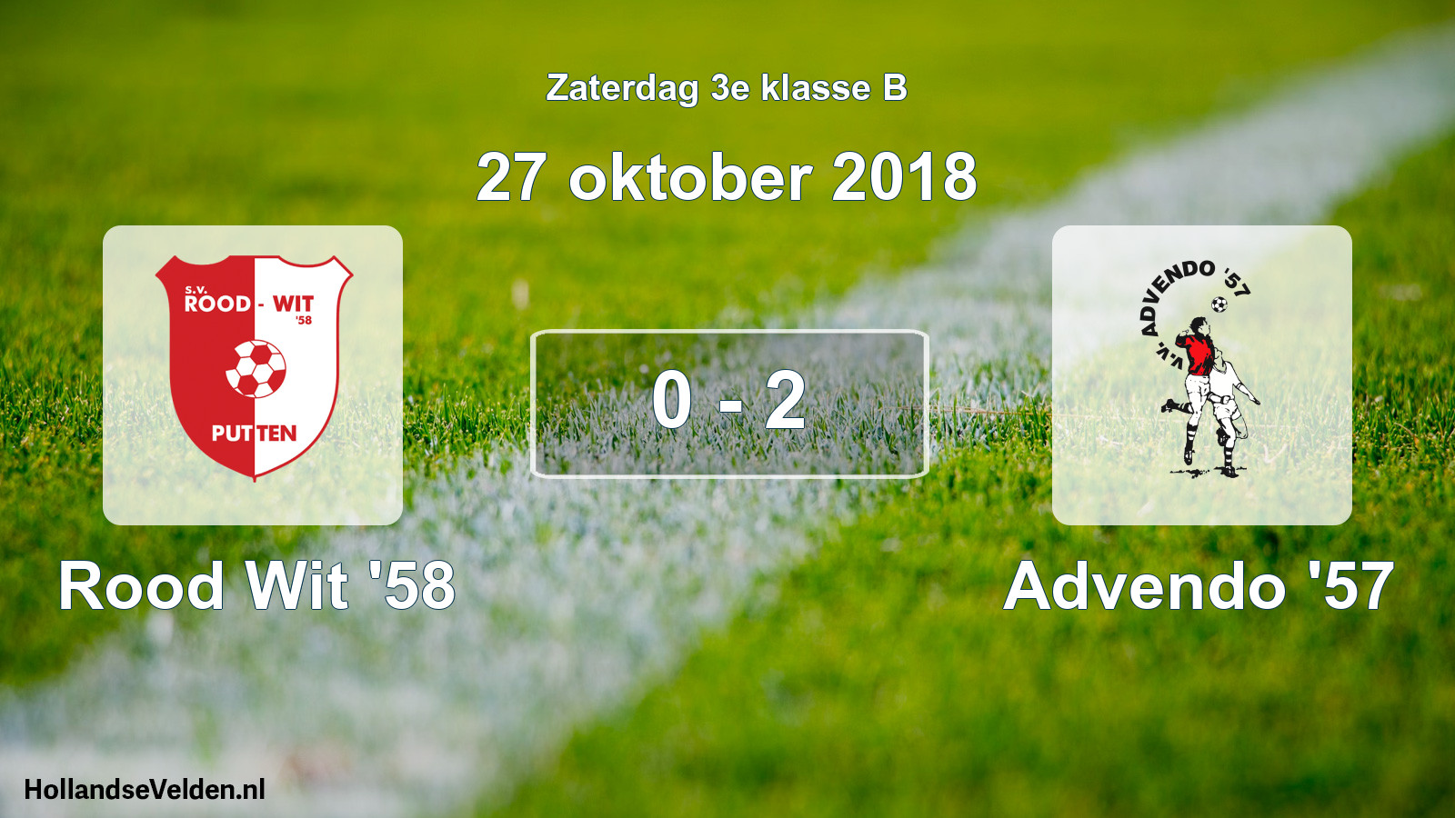 Total number of matches played: Rood Wit '58 - Advendo '57 0 - 2 (27 October 2018)