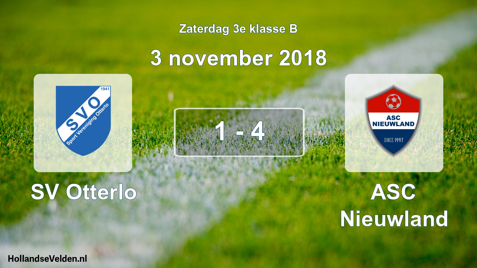 Total number of matches played: SV Otterlo - ASC Nieuwland 1 - 4 (3 November 2018)