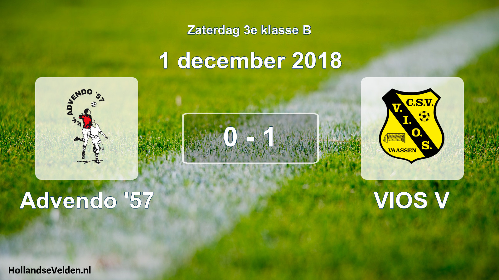 Total number of matches played: Advendo '57 - VIOS V 0 - 1 (1 December 2018)