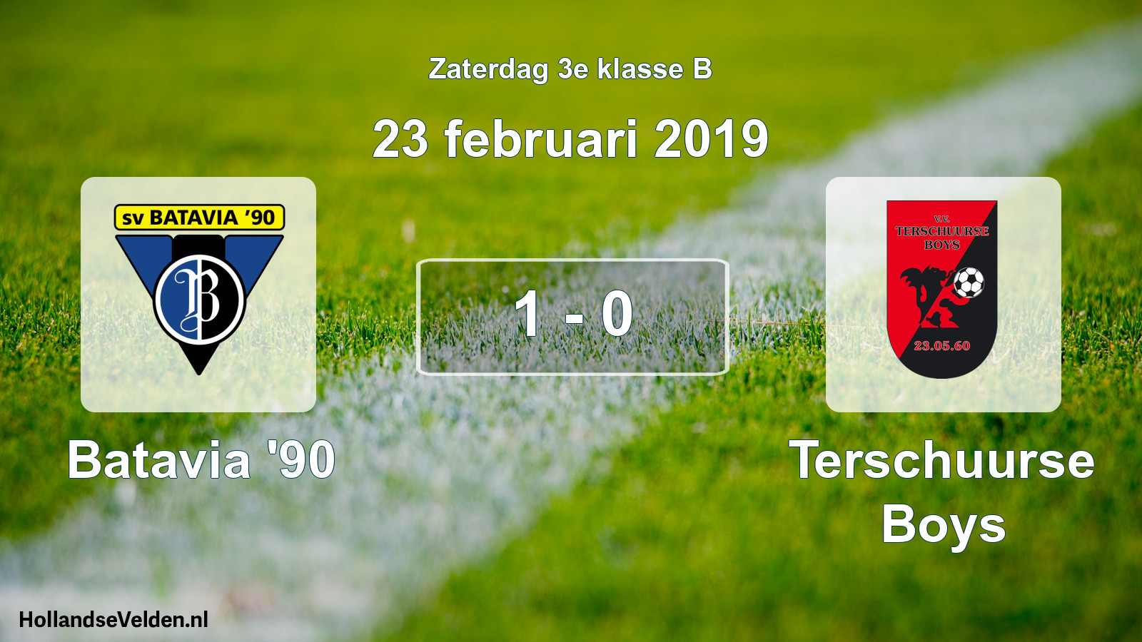 Total number of matches played: Batavia '90 - Terschuurse Boys 1 - 0 (23 February 2019)