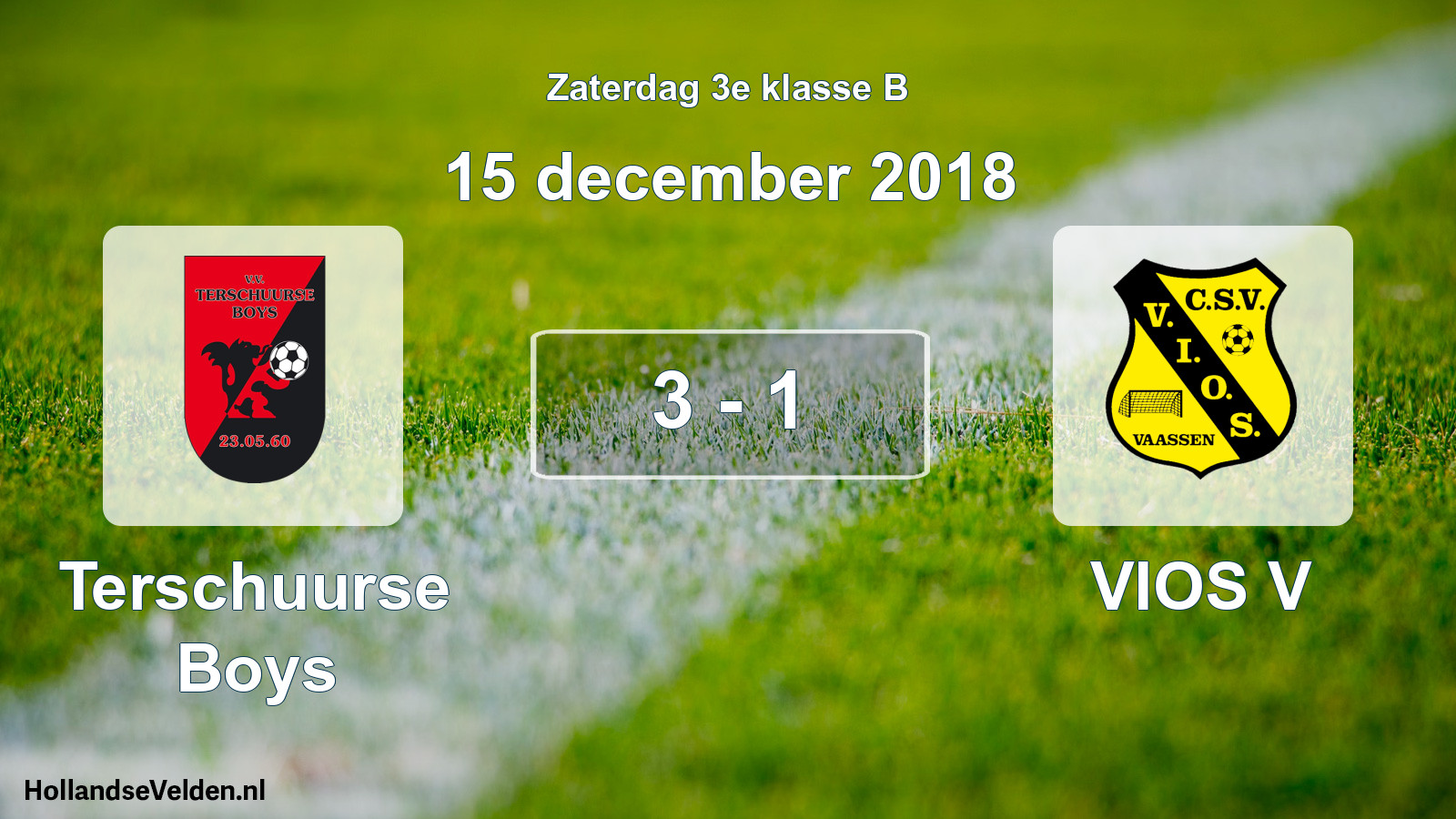 Total number of matches played: Terschuurse Boys - VIOS V 3 - 1 (15 December 2018)
