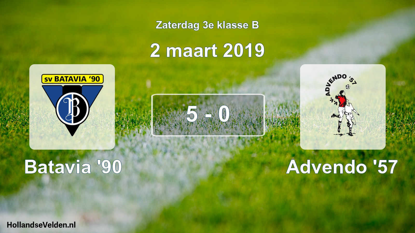 Total number of matches played: Batavia '90 - Advendo '57 5 - 0 (2 March 2019)