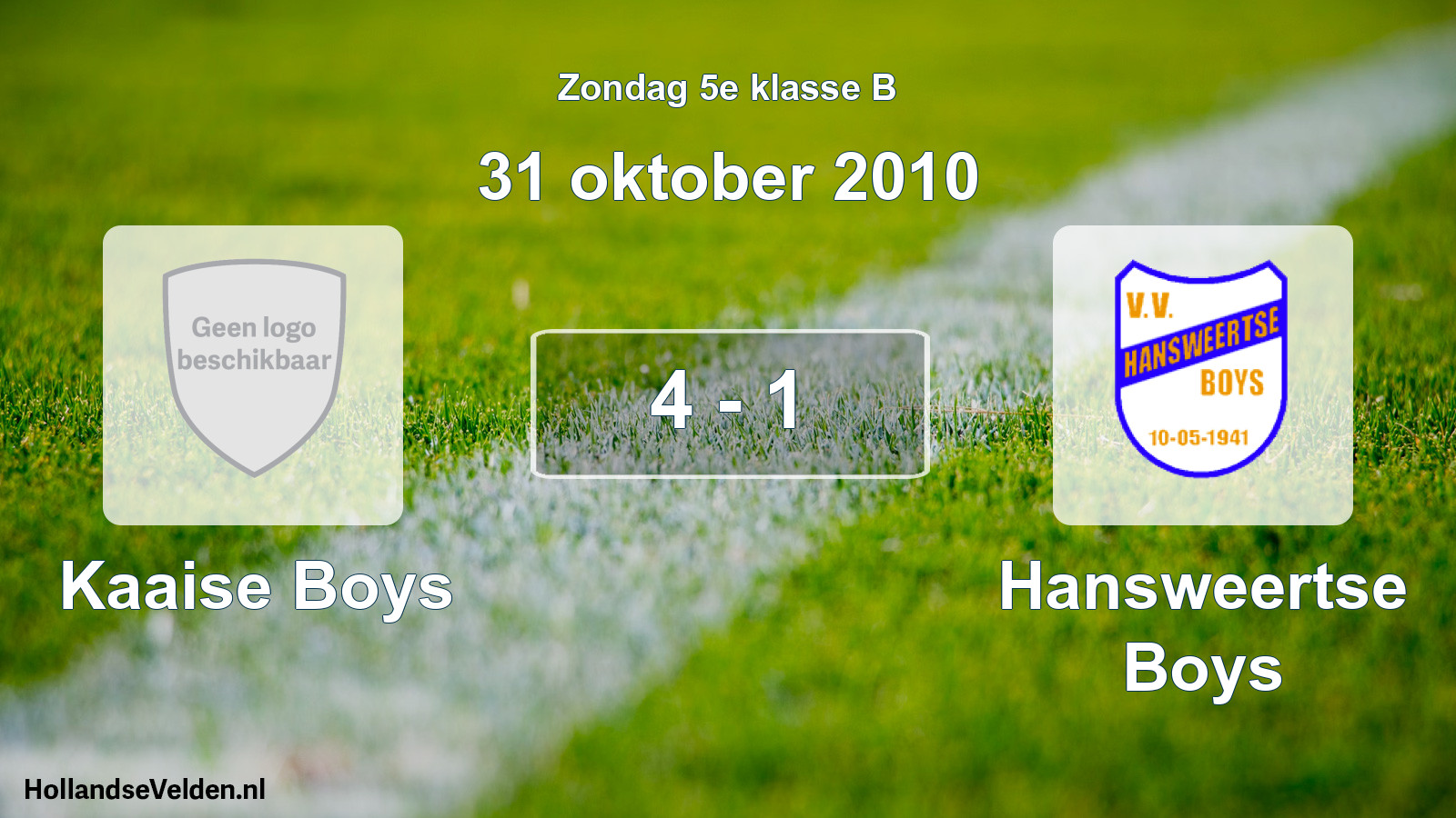 Total number of matches played: Kaaise Boys - Hansweertse Boys 4 - 1 (31 October 2010)