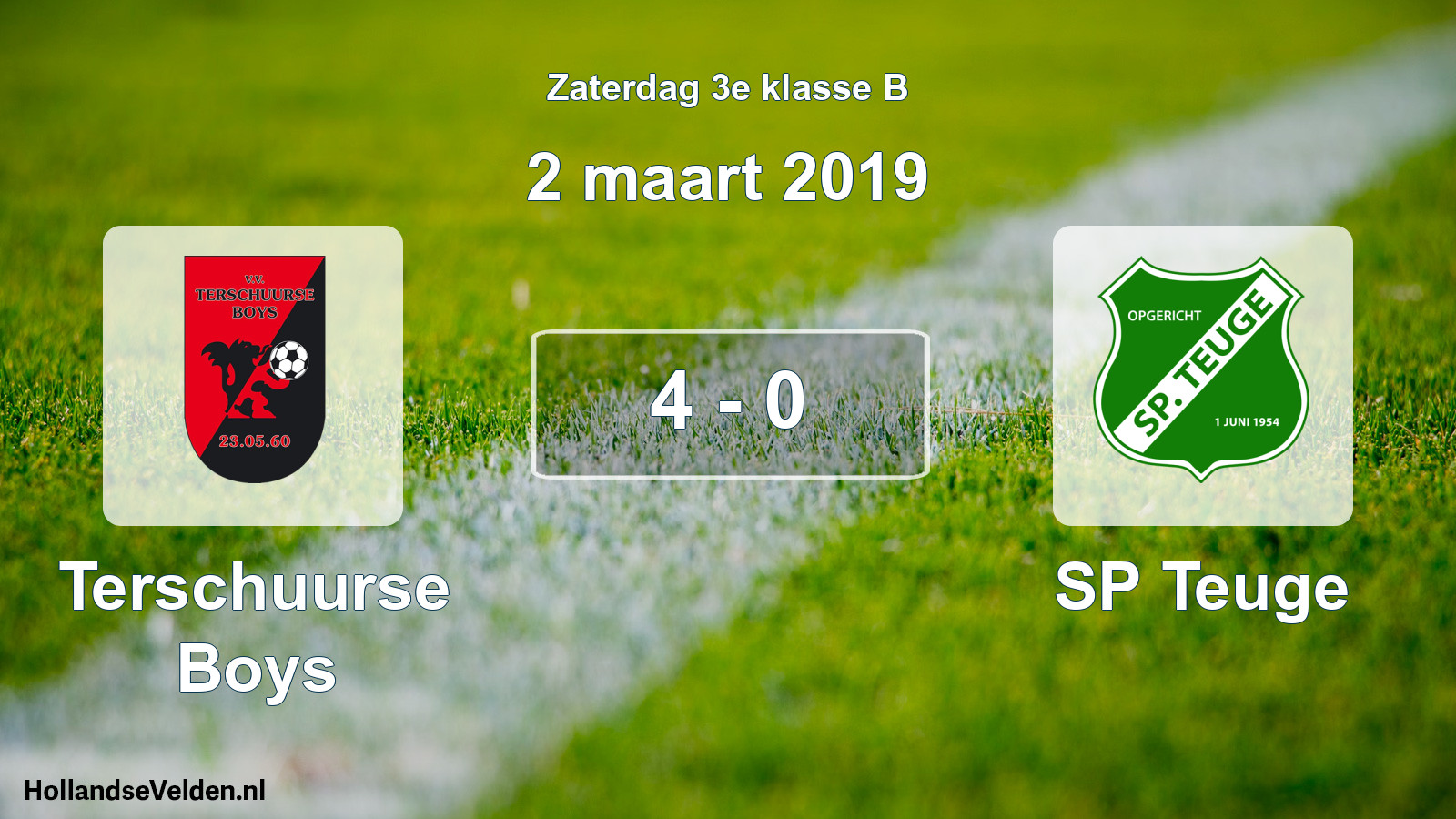 Total number of matches played: Terschuurse Boys - SP Teuge 4 - 0 (2 March 2019)